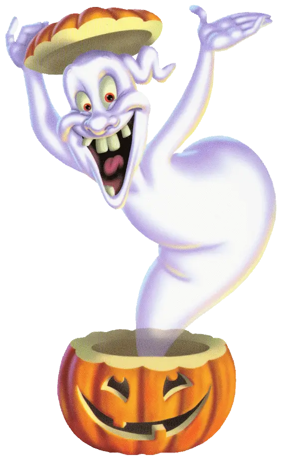 Spooky Cartoon Ghost in Pumpkin