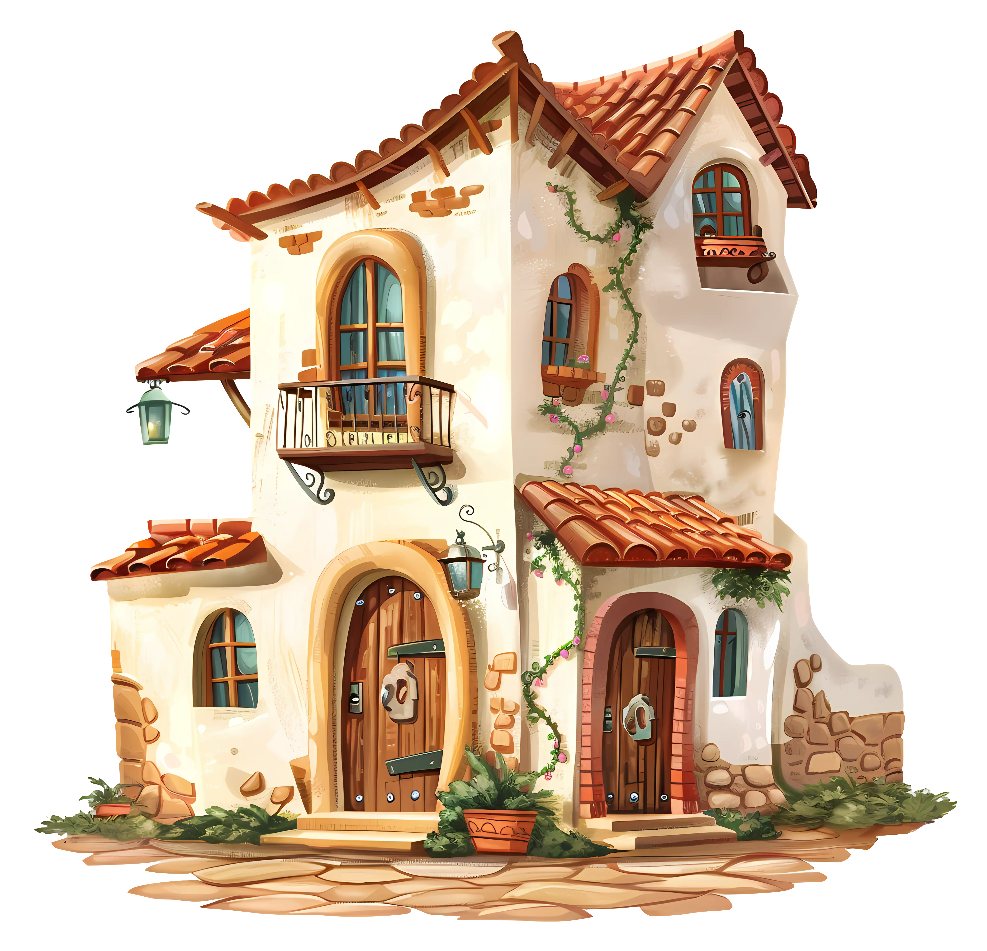 Illustrated Cozy Rustic House