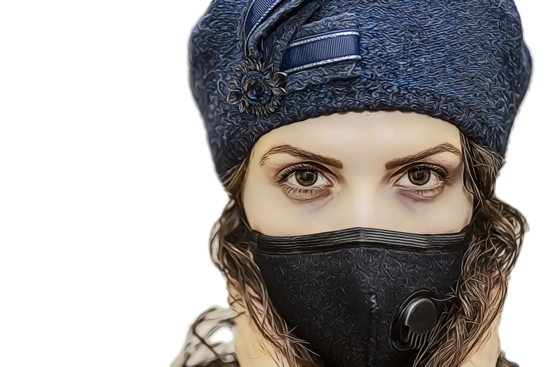 Person Wearing Black Face Mask and Hat