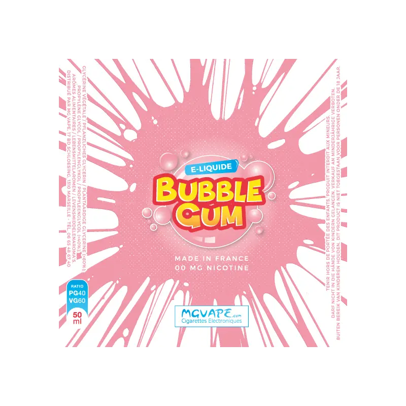 Bubble Gum E-Liquid Label