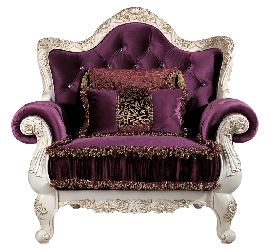 Luxurious Purple Armchair with Ornate Details