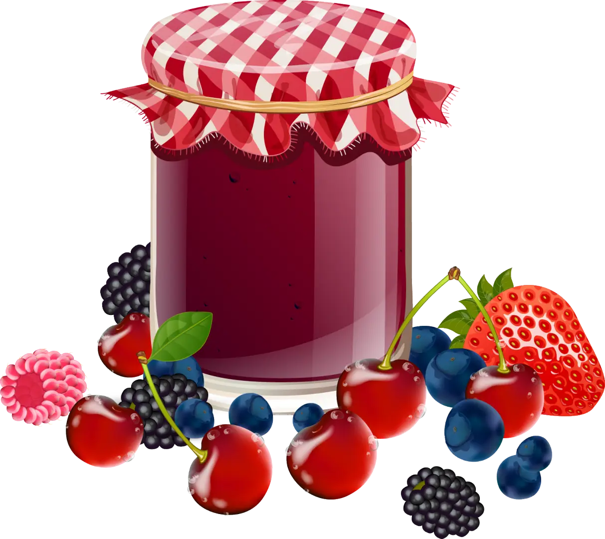 Jar of Berry Jam with Fresh Fruits