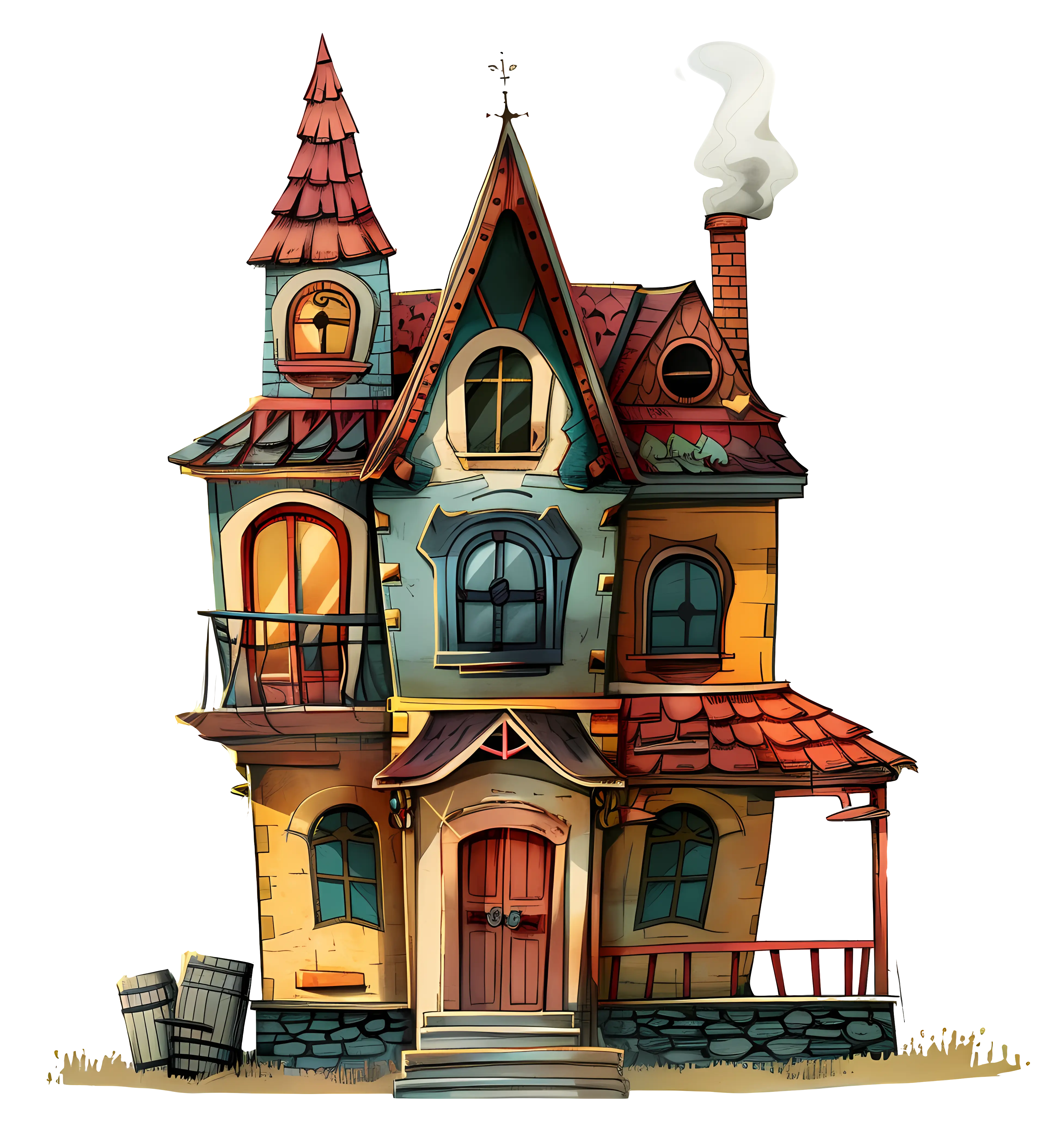 Charming Cartoon Illustrated Vintage House
