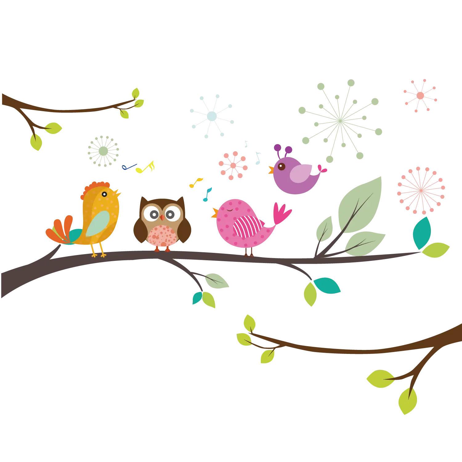 Cute Birds on Branch