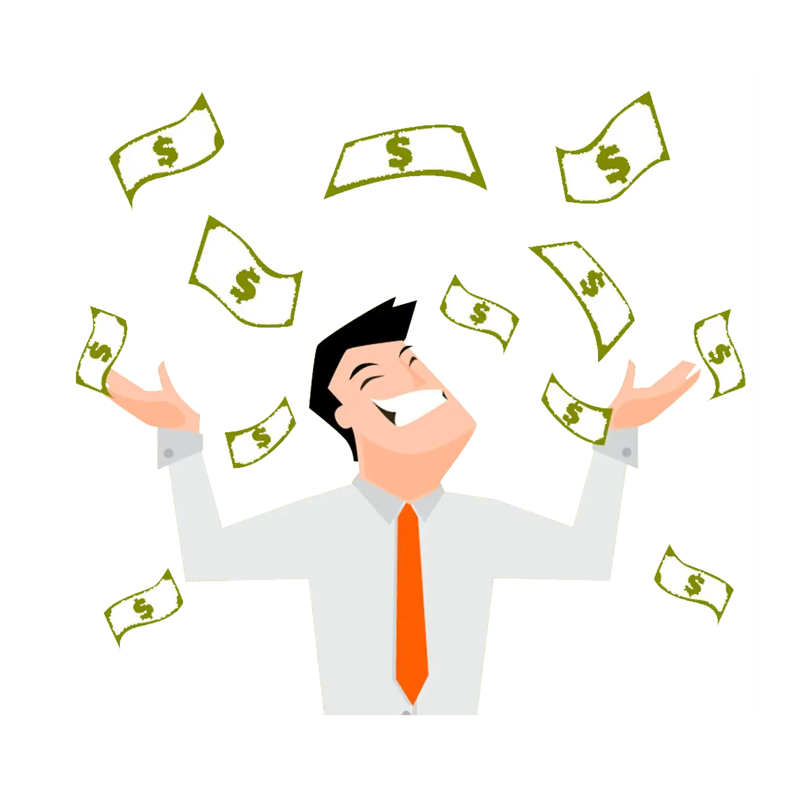 Happy Man with Money Cartoon