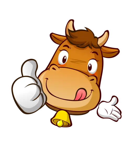 Happy Cartoon Cow with Thumbs Up