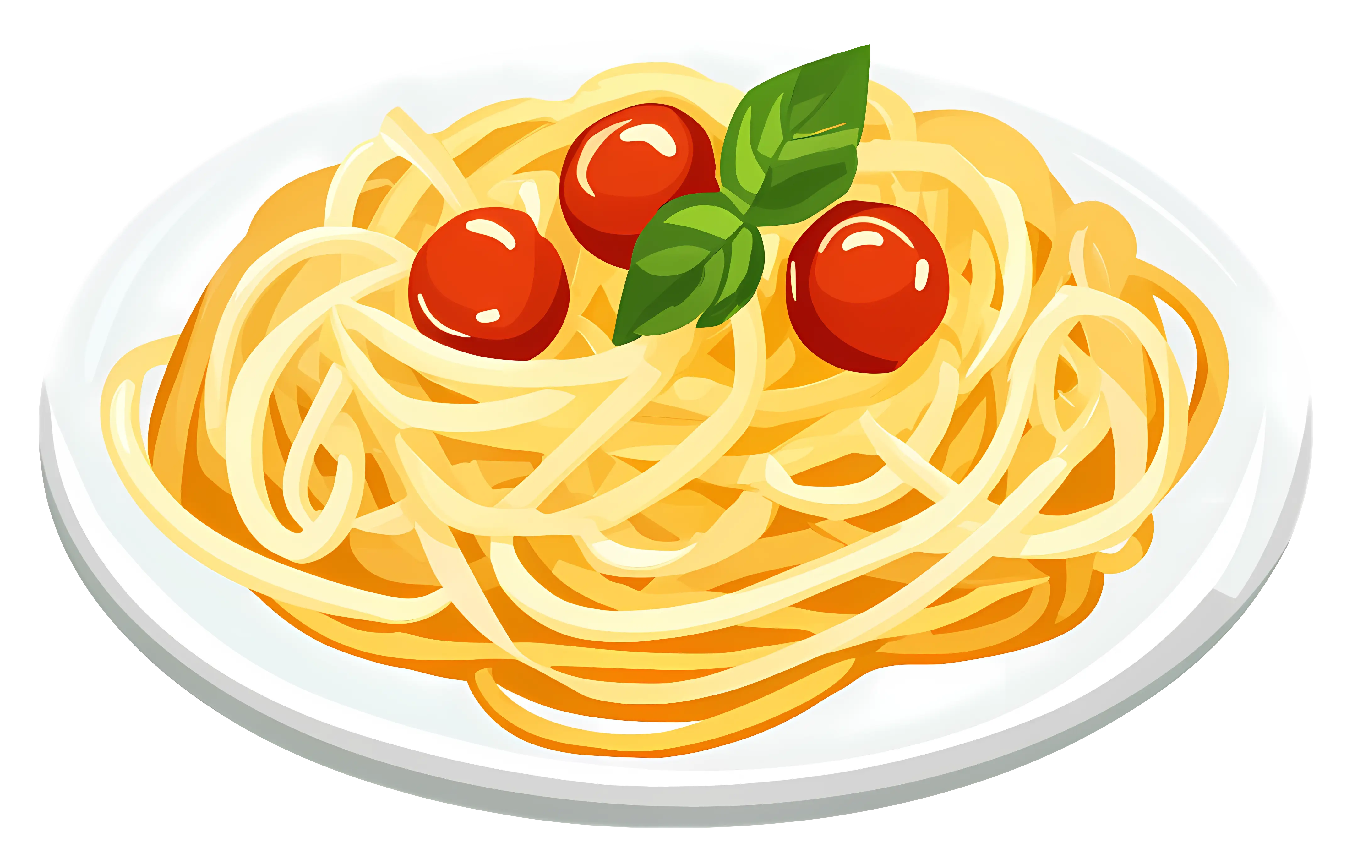 Spaghetti with Cherry Tomatoes and Basil Illustration