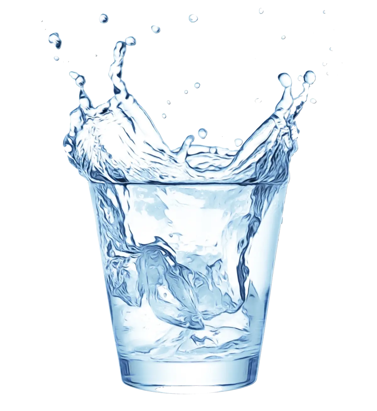 Splashing Water in a Transparent Glass