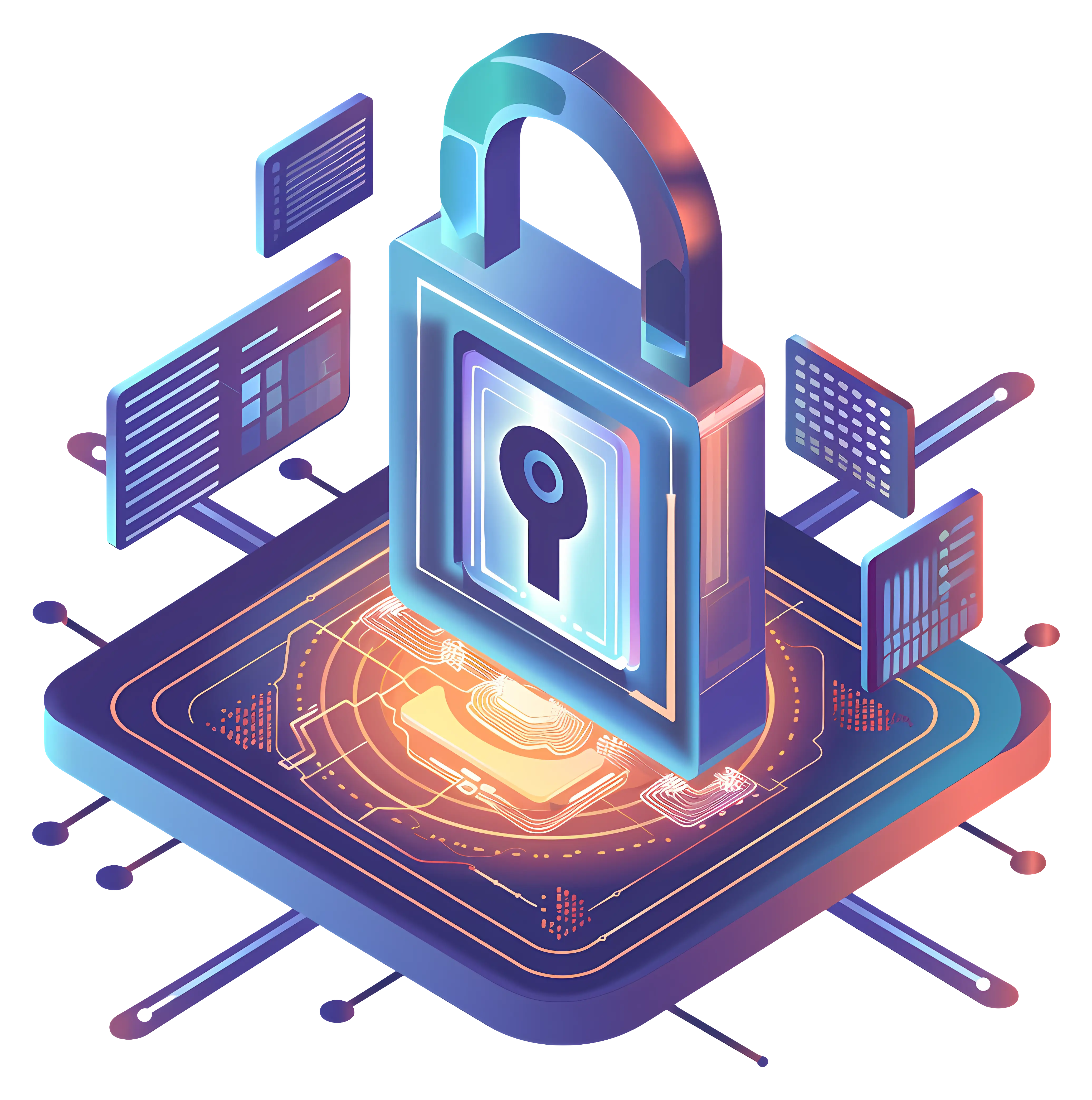 Futuristic Cybersecurity Lock Representing Digital Protection
