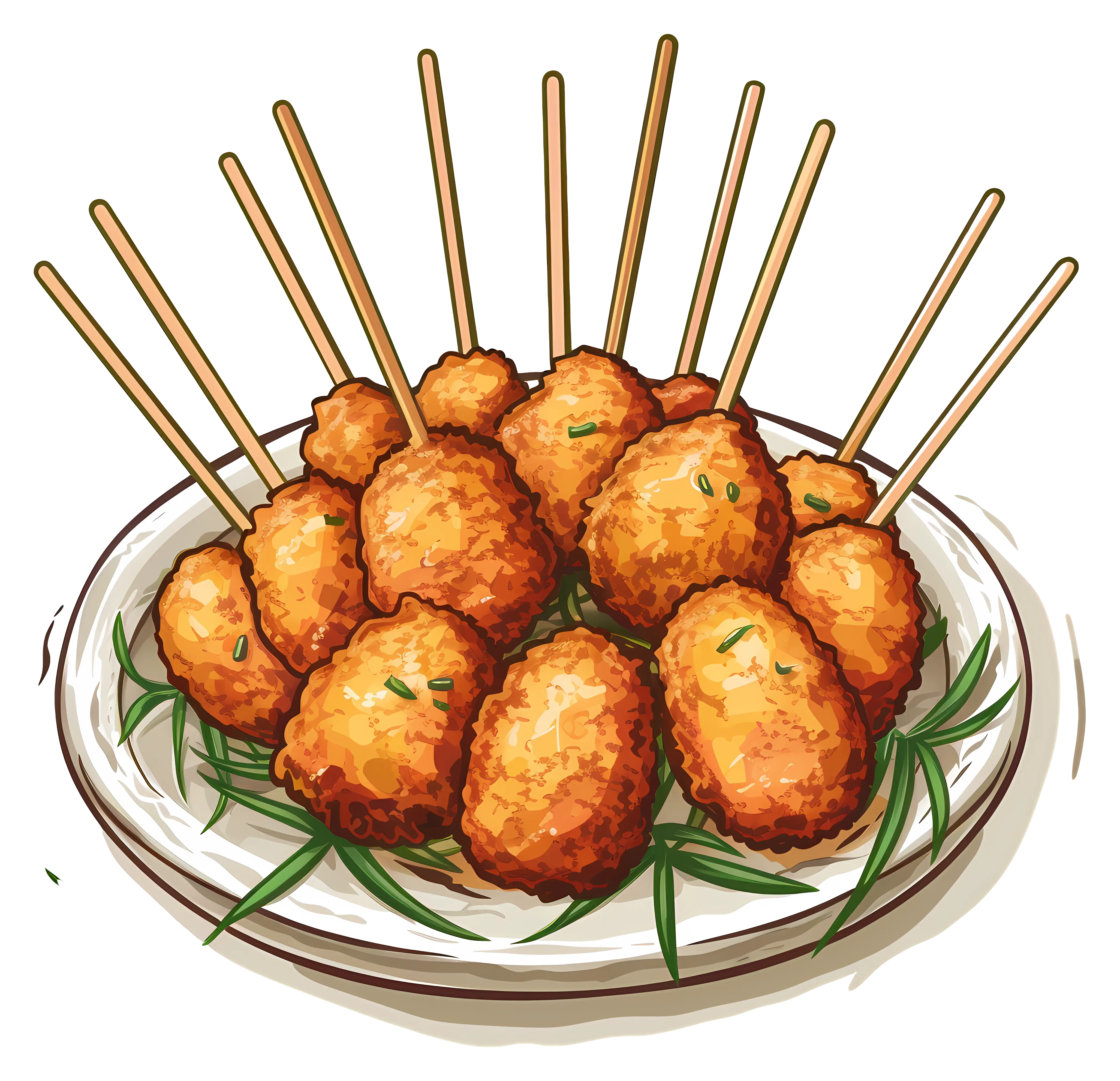 Crispy Fried Snacks on Skewers