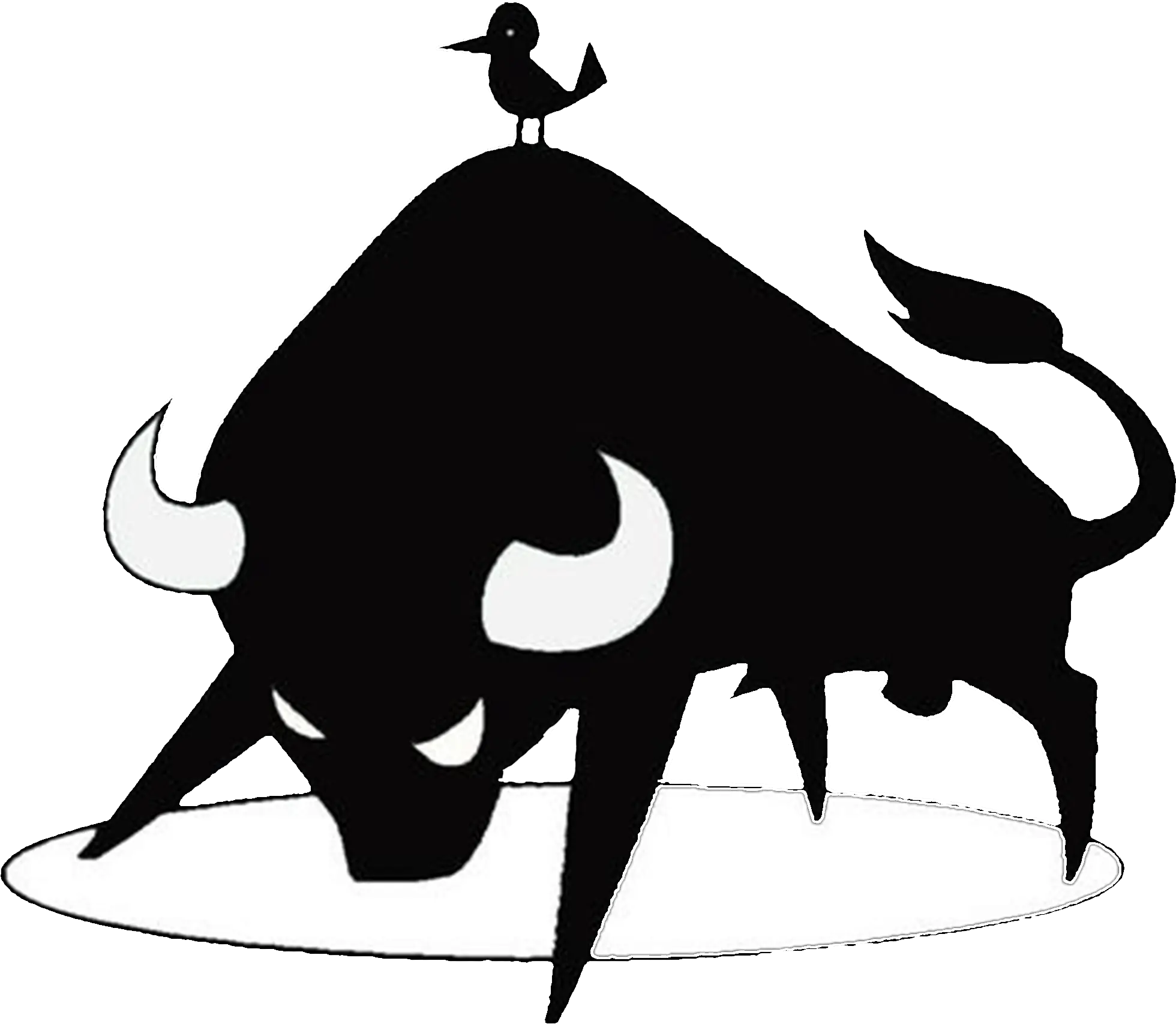 Angry Bull with Bird in Silhouette Art