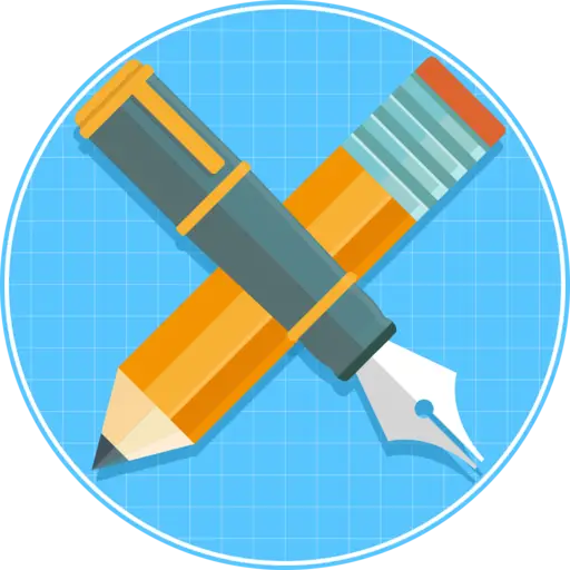 Pencil and Pen in Flat Cartoon Style