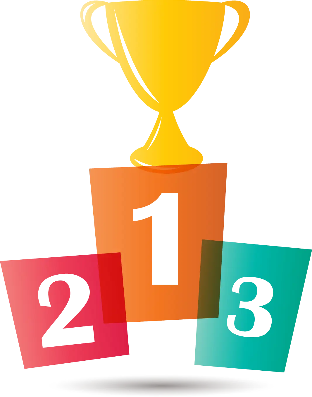 Golden Trophy on Vibrant Podium