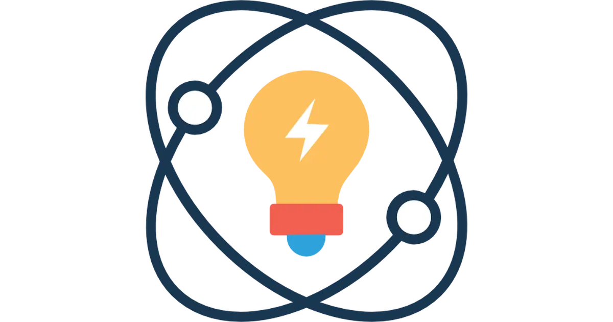 Light Bulb Icon with Atomic Orbit