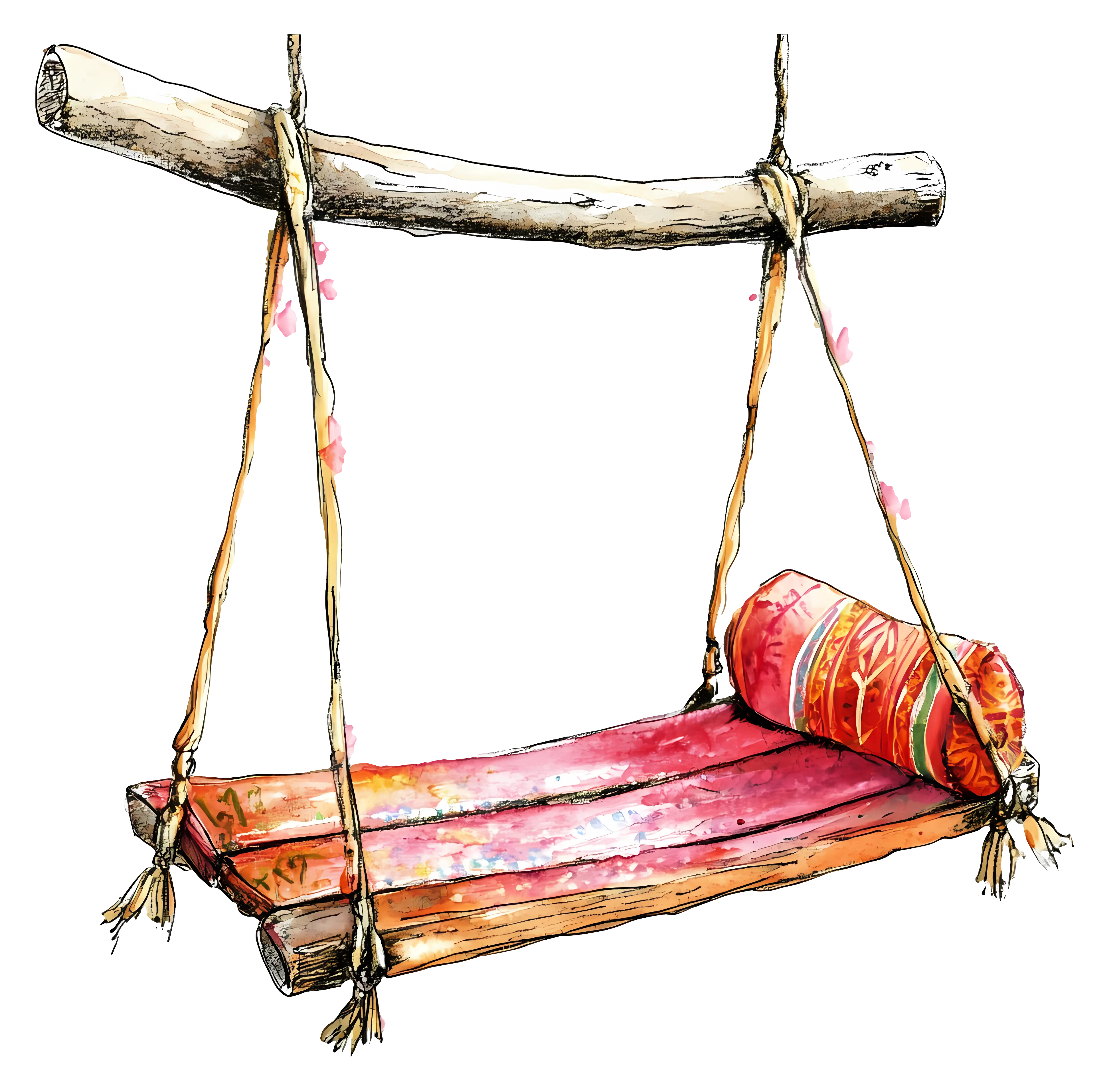 Wooden Swing with Cushion