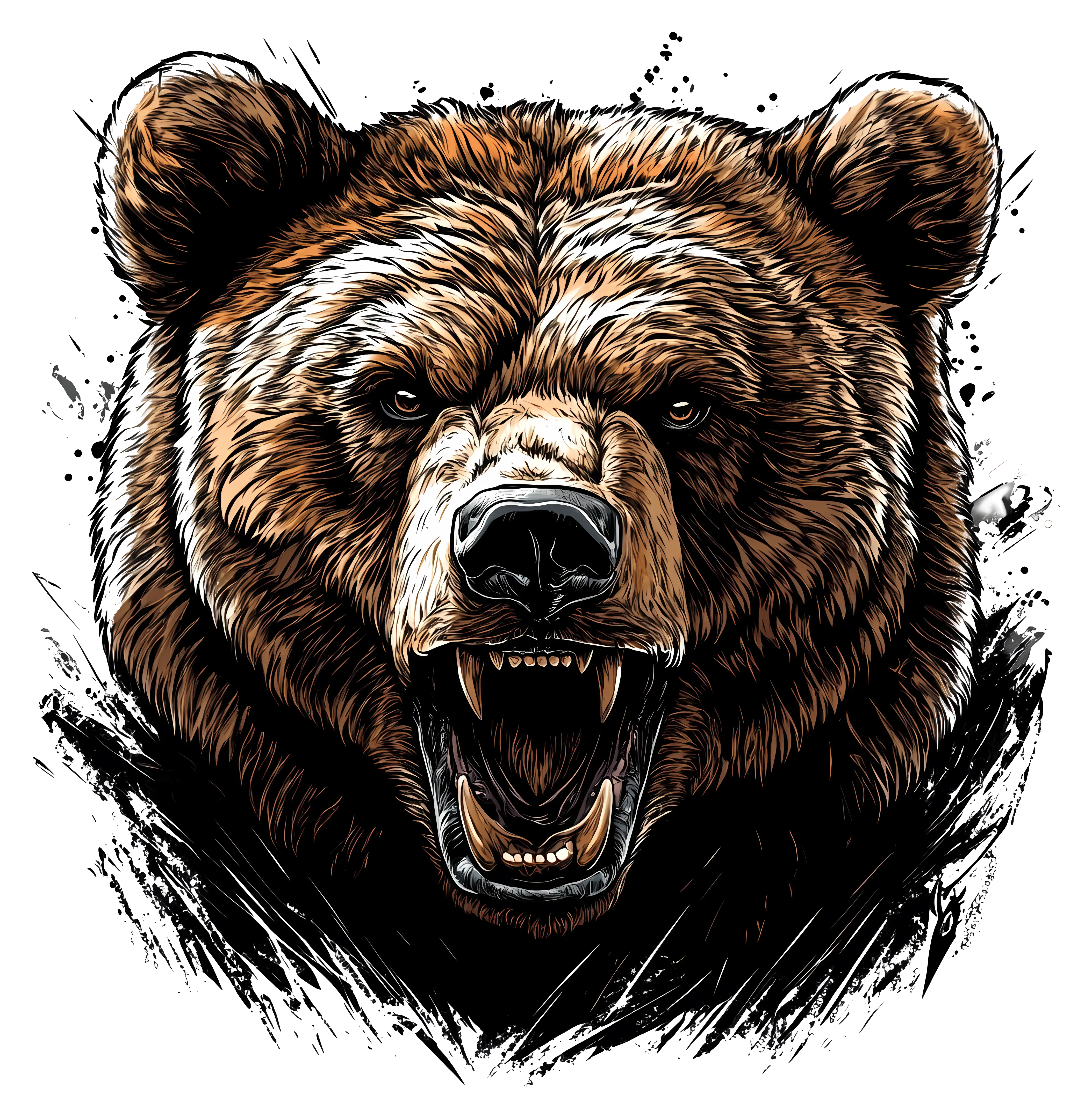 Fierce Roaring Bear Illustration