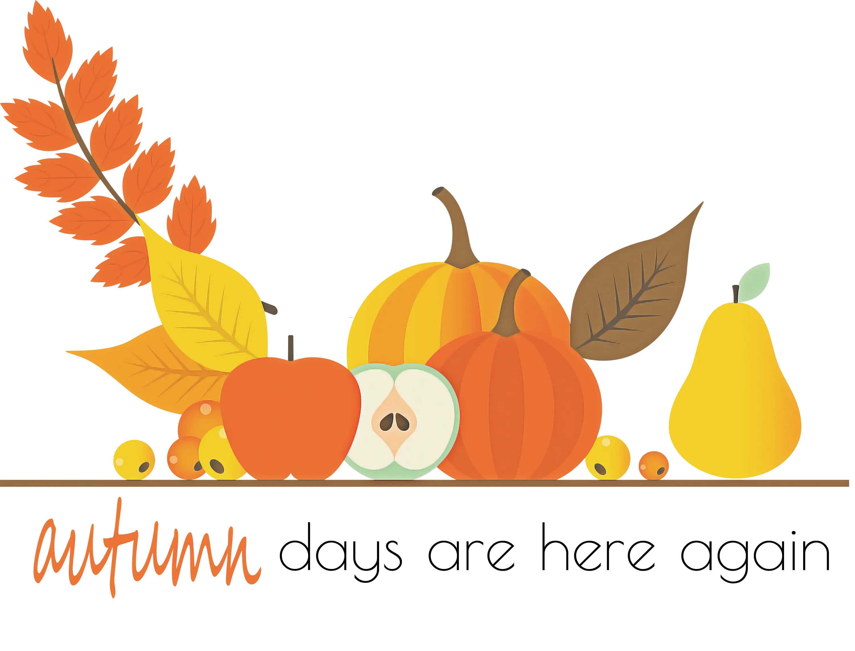 Autumn Fruit and Leaves Seasonal Illustration