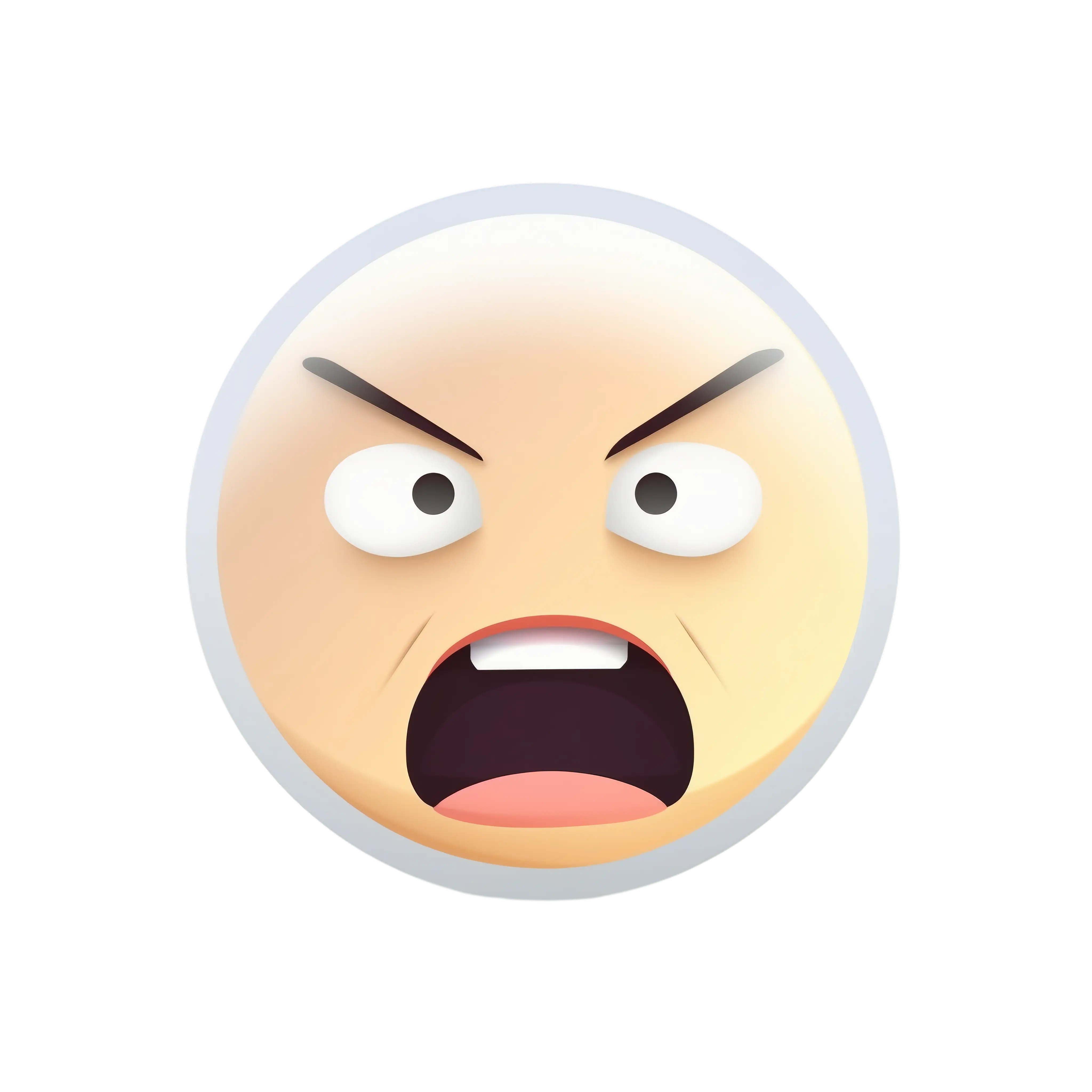 Angry Emoji Illustration with Open Mouth
