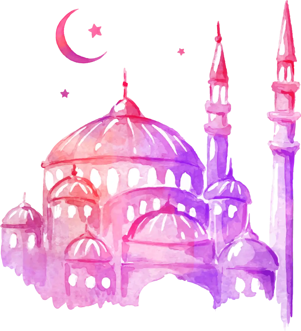 Colorful Watercolor Mosque Illustration