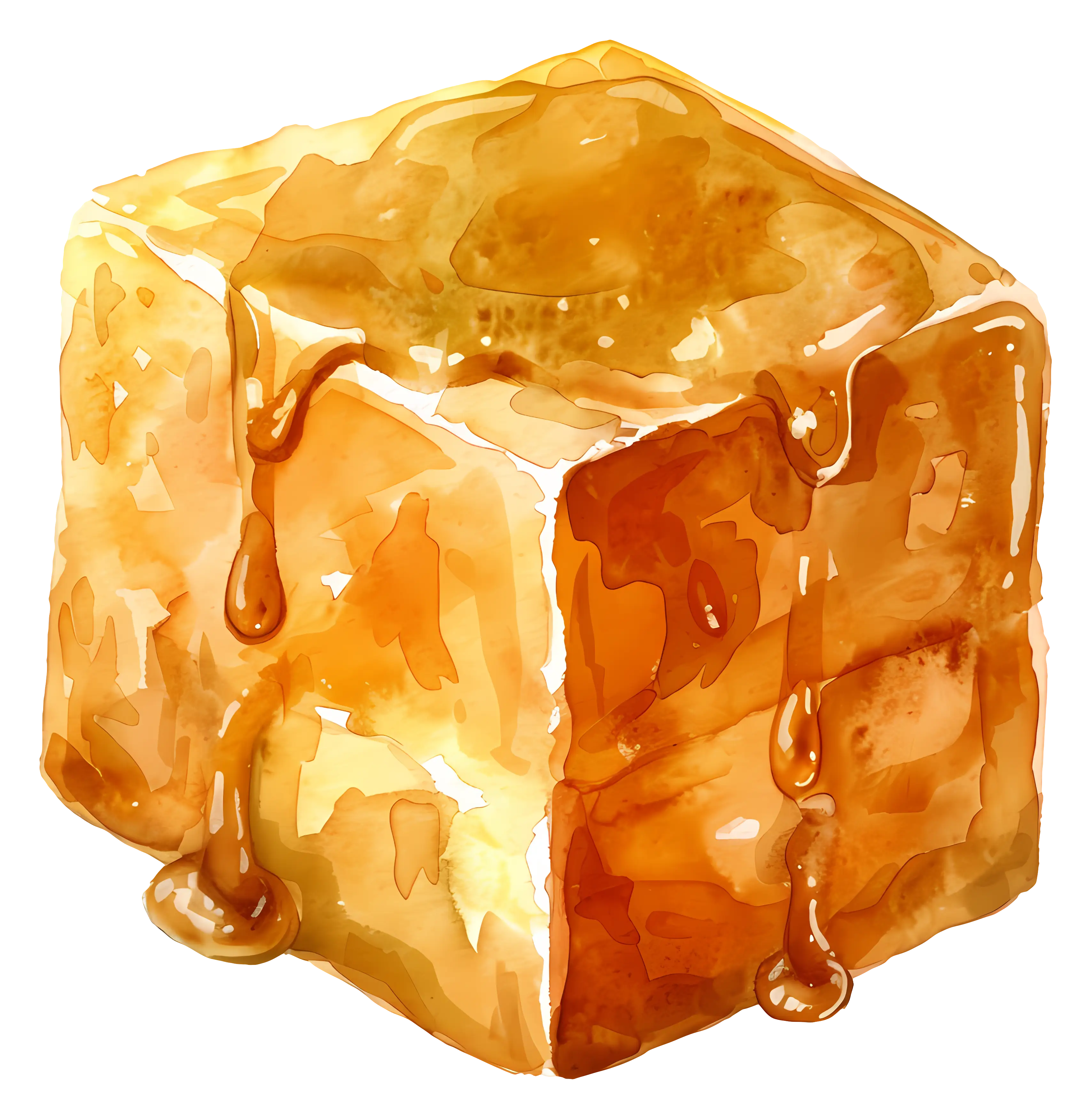 Watercolor Illustration of Caramel Cube