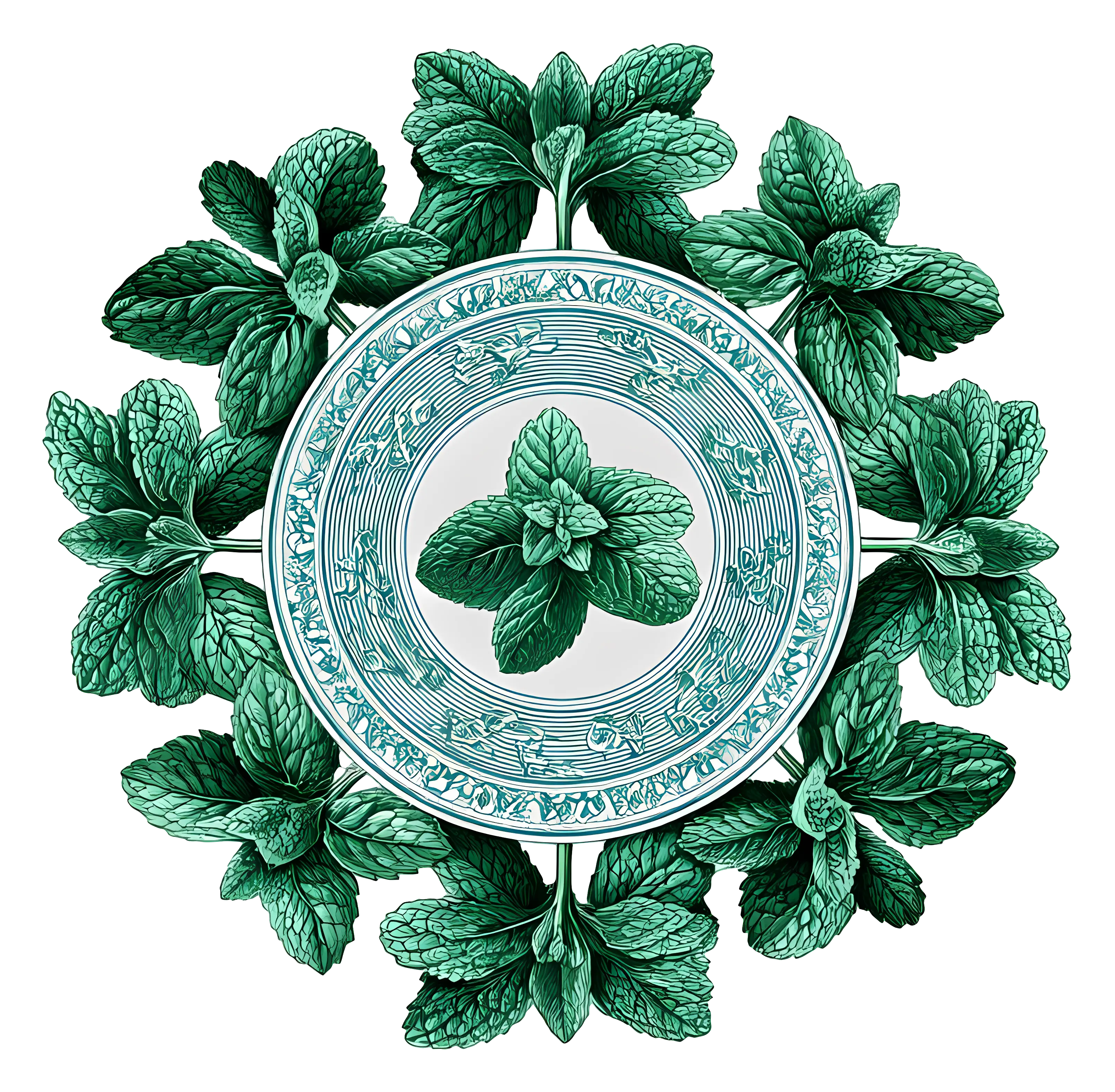 Mint Plate with Leaves