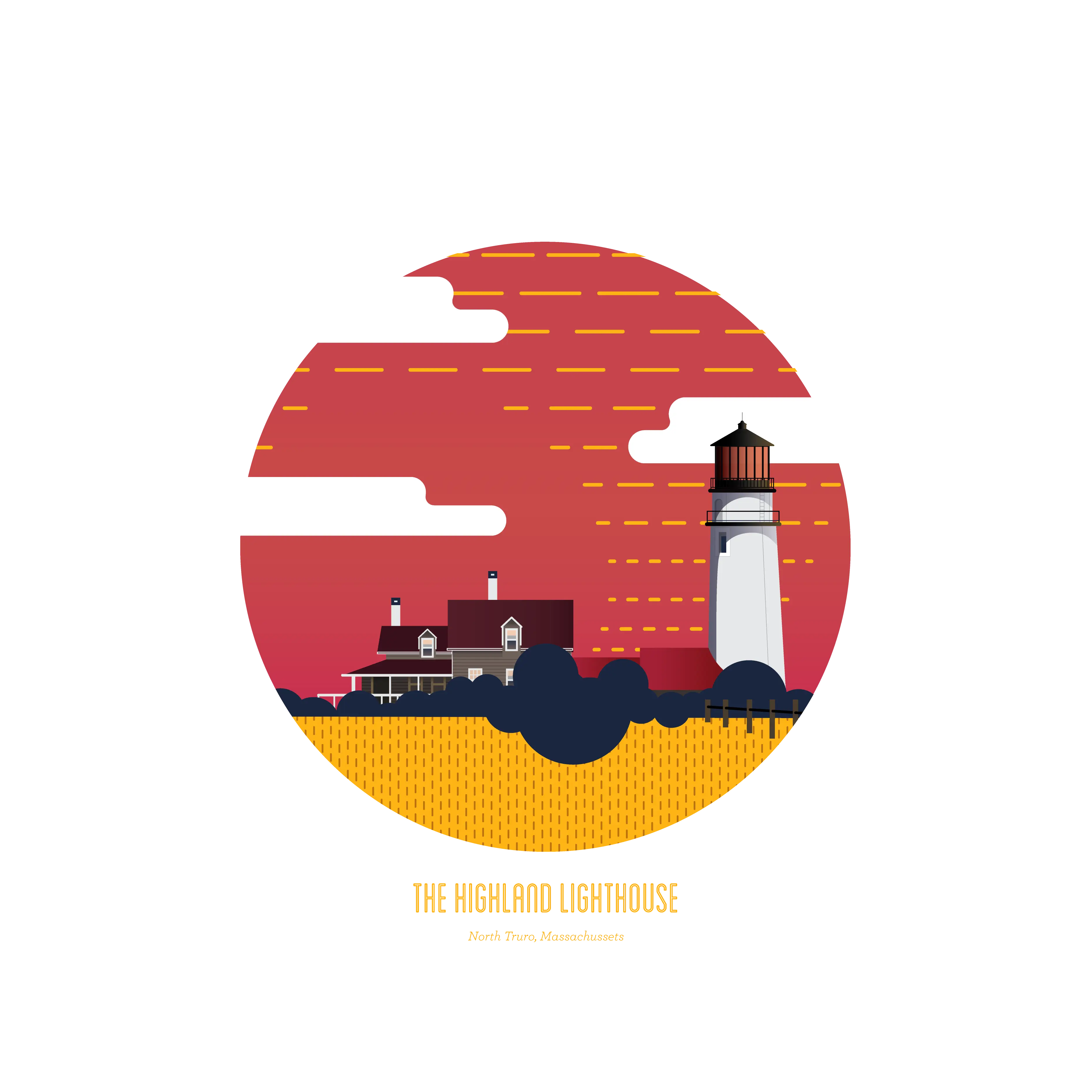Illustration of a Lighthouse at Sunset