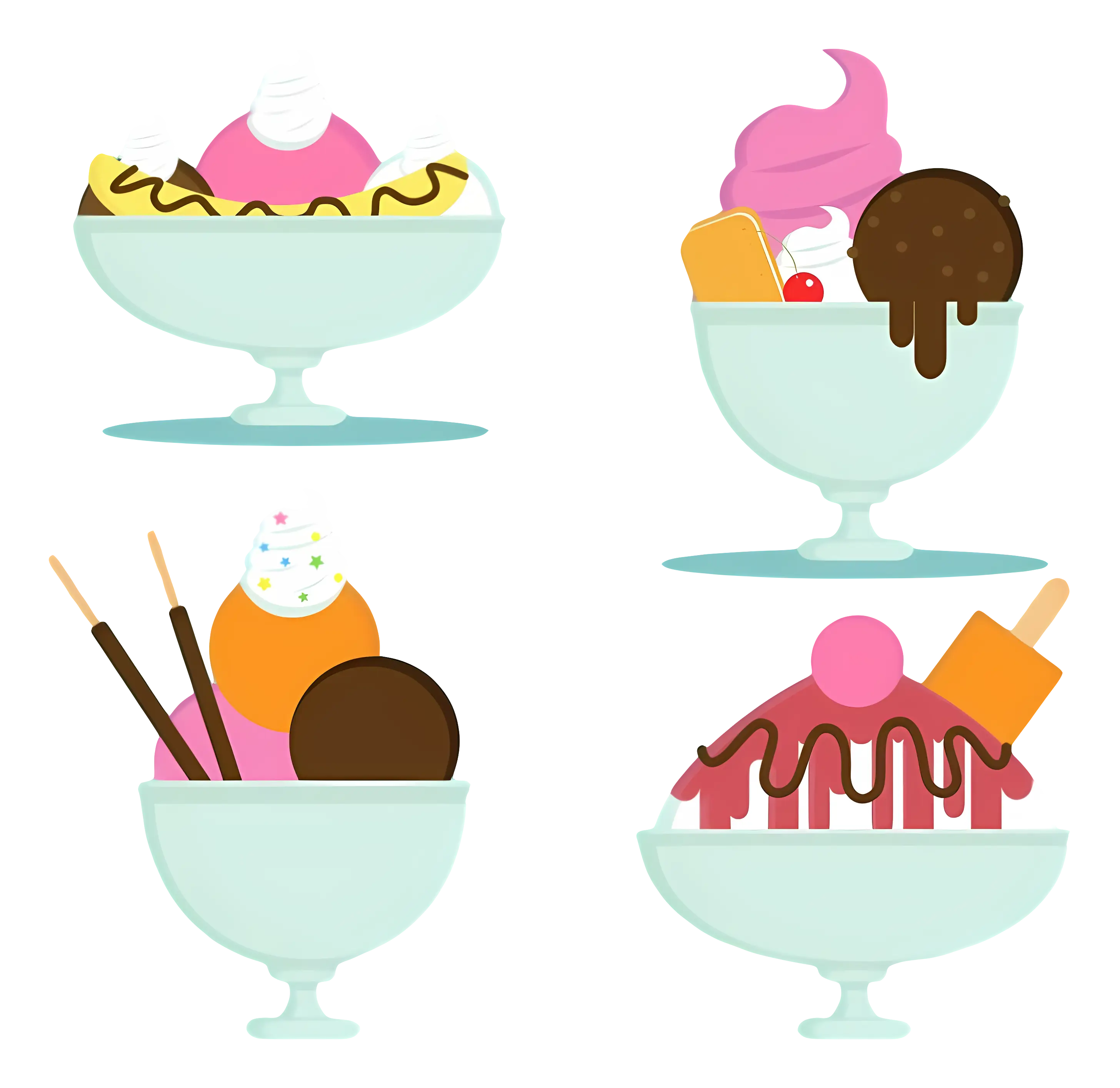 Variety of Ice Cream Sundaes