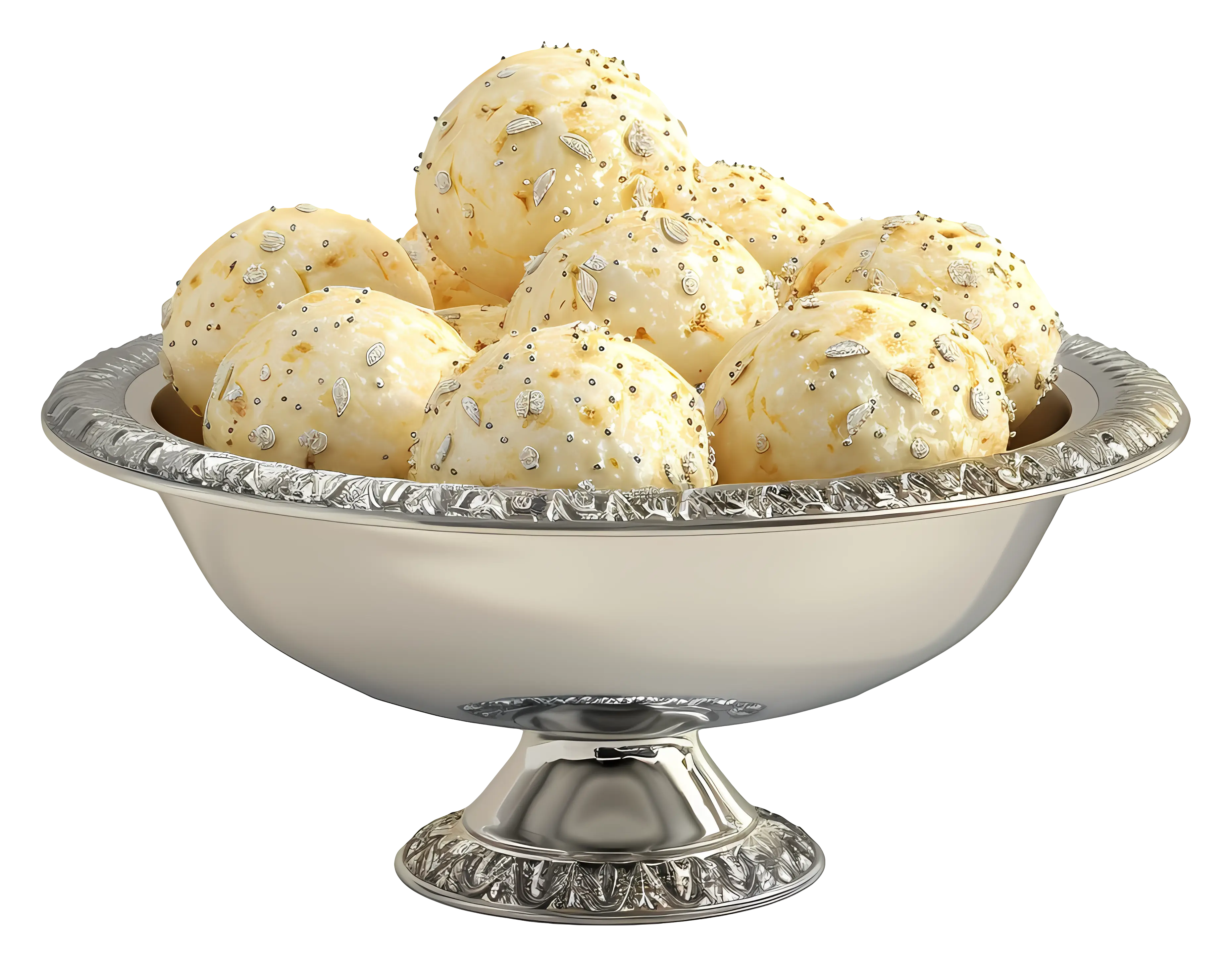 Sweet Dessert Balls in Silver Bowl