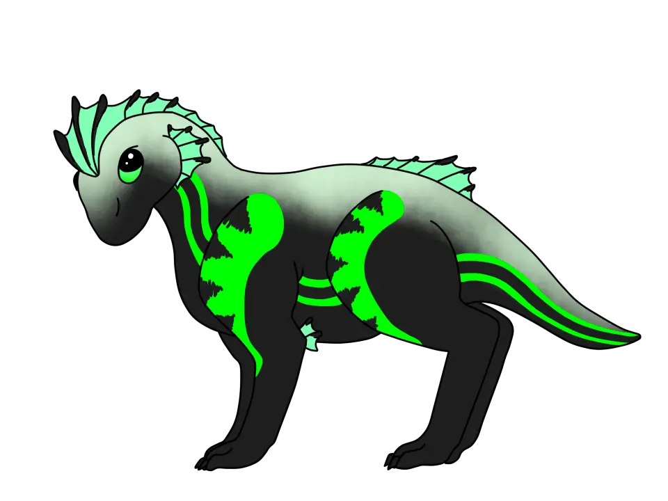 Green Glowing Dinosaur Digital Art