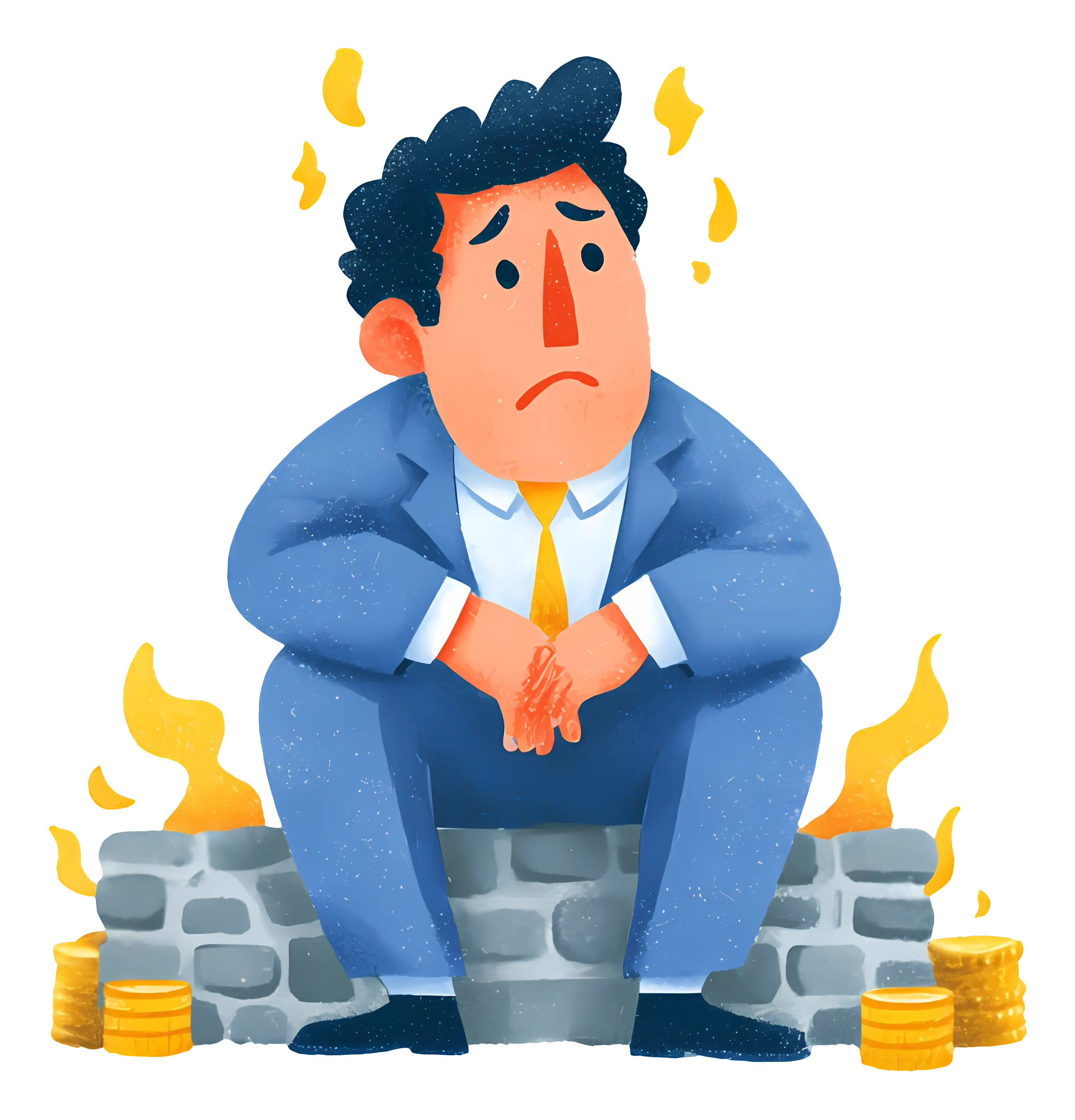Sad Businessman with Coins