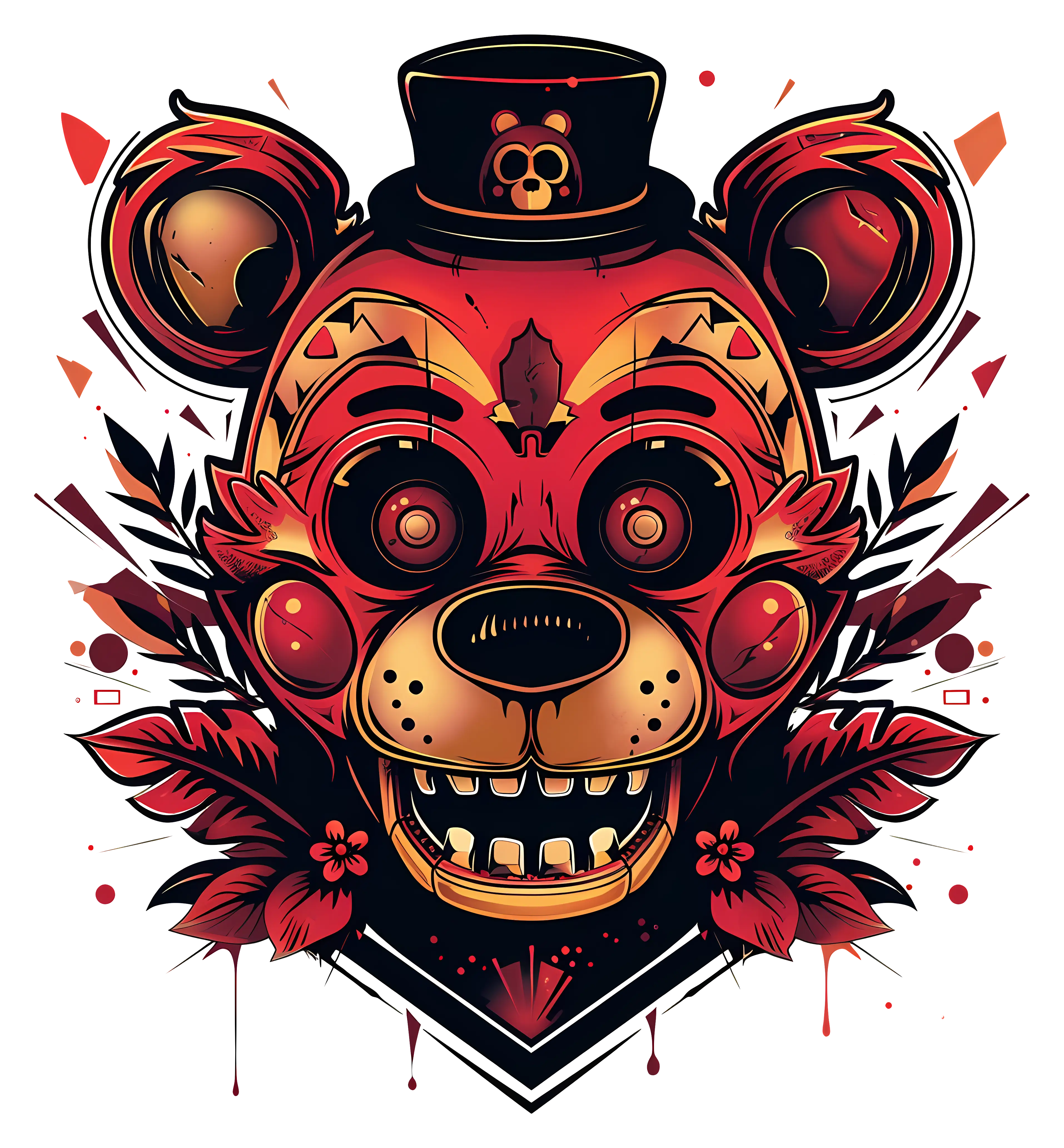 Scary Bear with Red Design