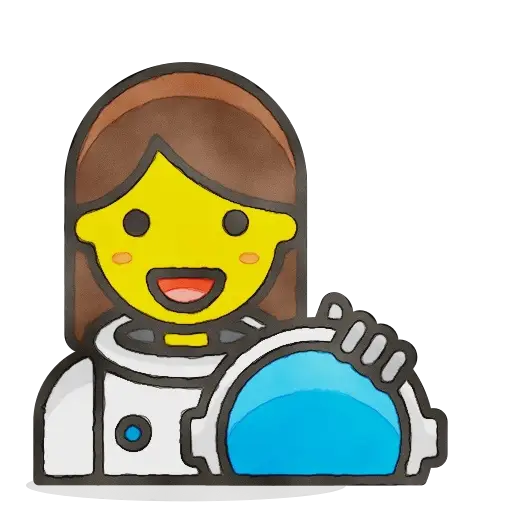 Cartoon Astronaut Girl Holding Helmet