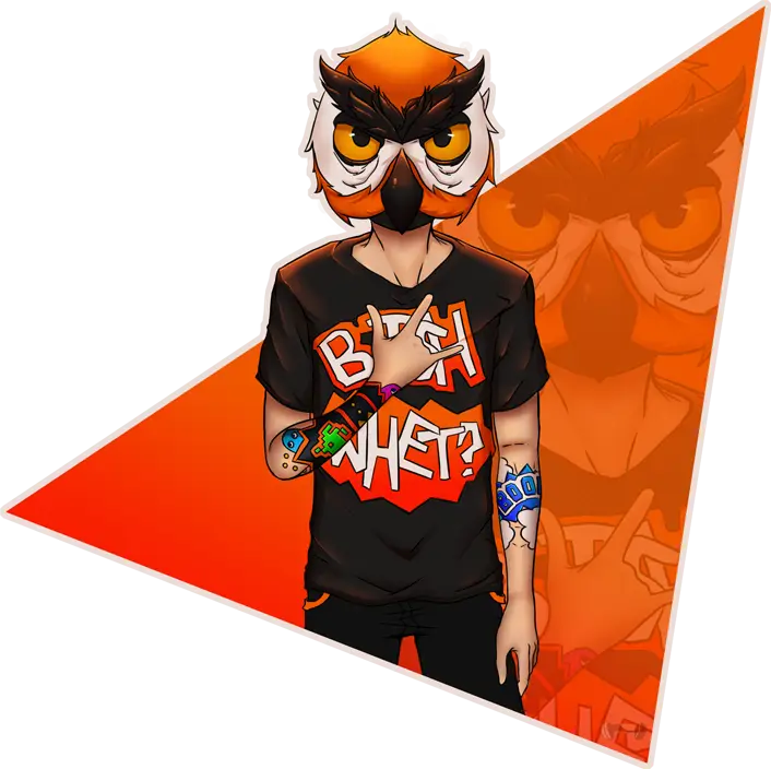 Cartoon Character with Owl Mask