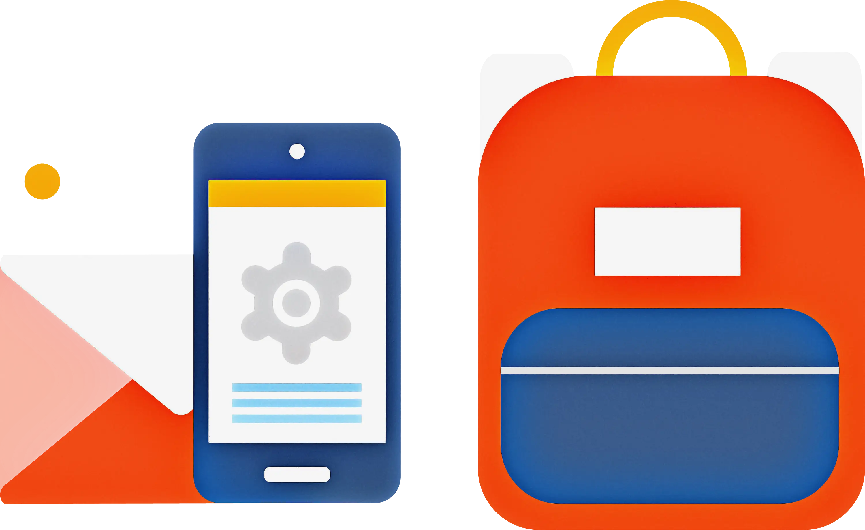 Illustration of Smartphone and Backpack for School Supplies