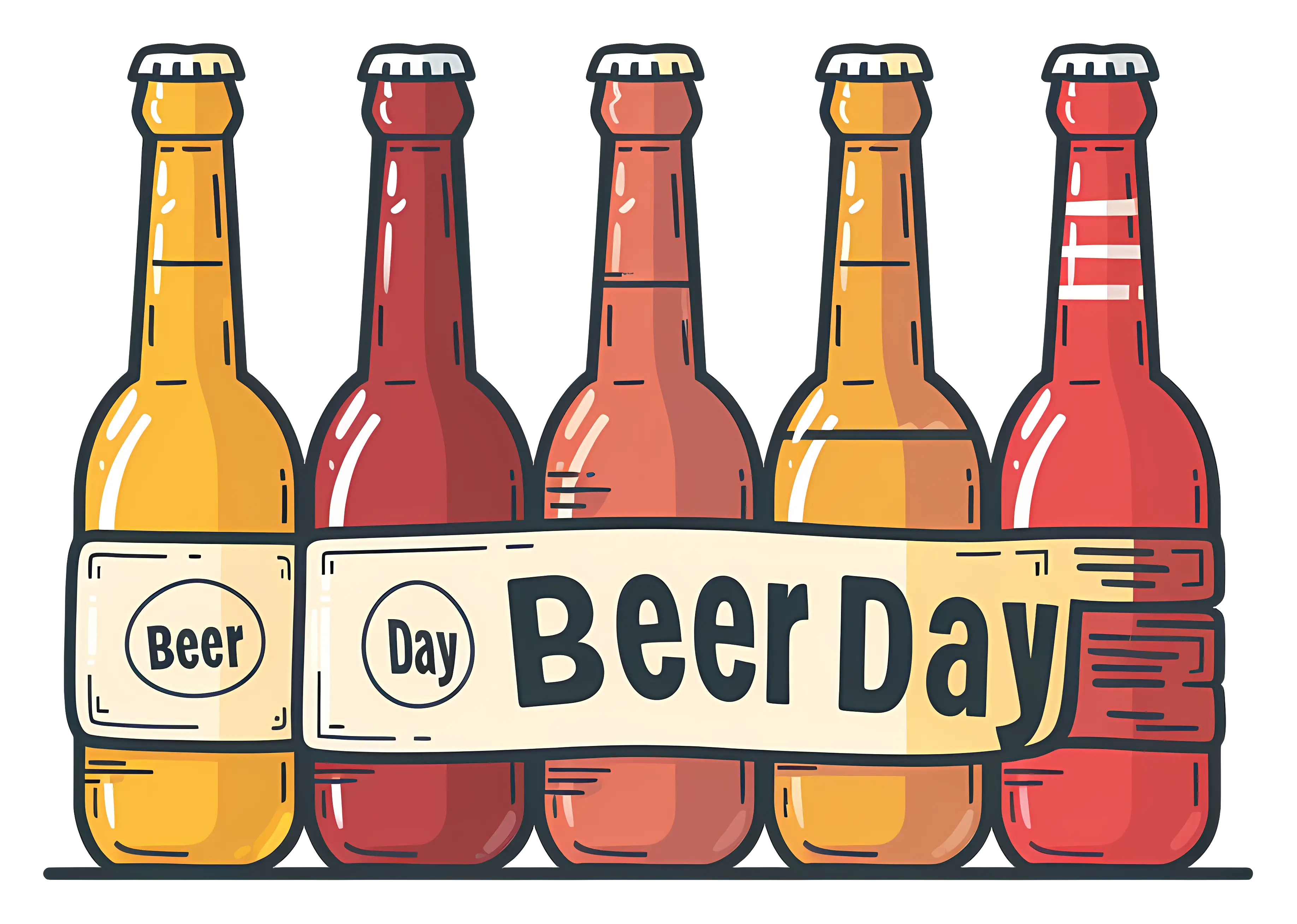Beer Bottles Illustration for Beer Day Celebration