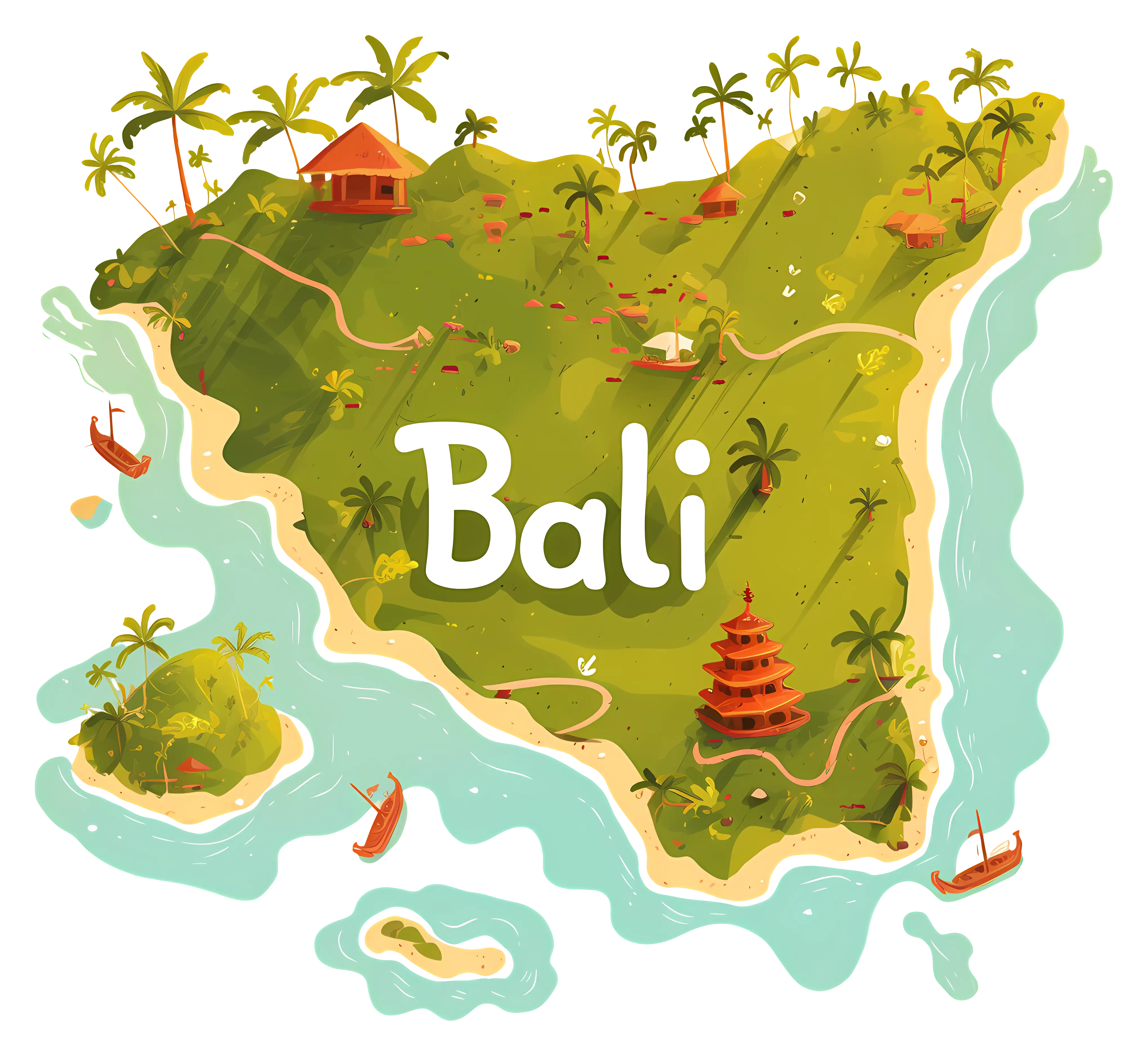 Bali Tropical Island Map Illustration