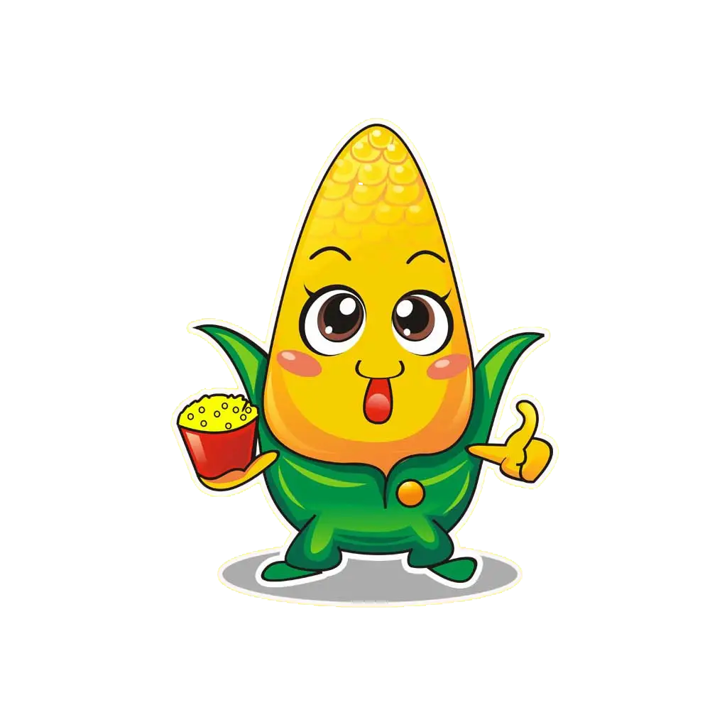 Cute Corn Character with Popcorn