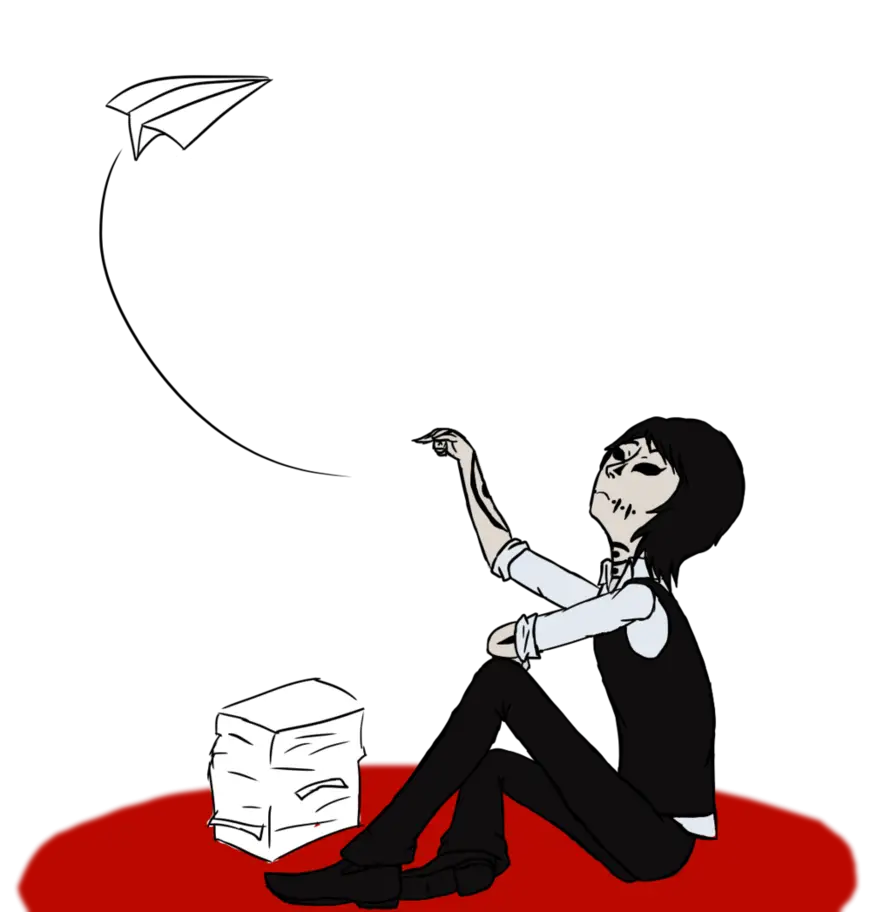 Doodle of Person with Paper Plane
