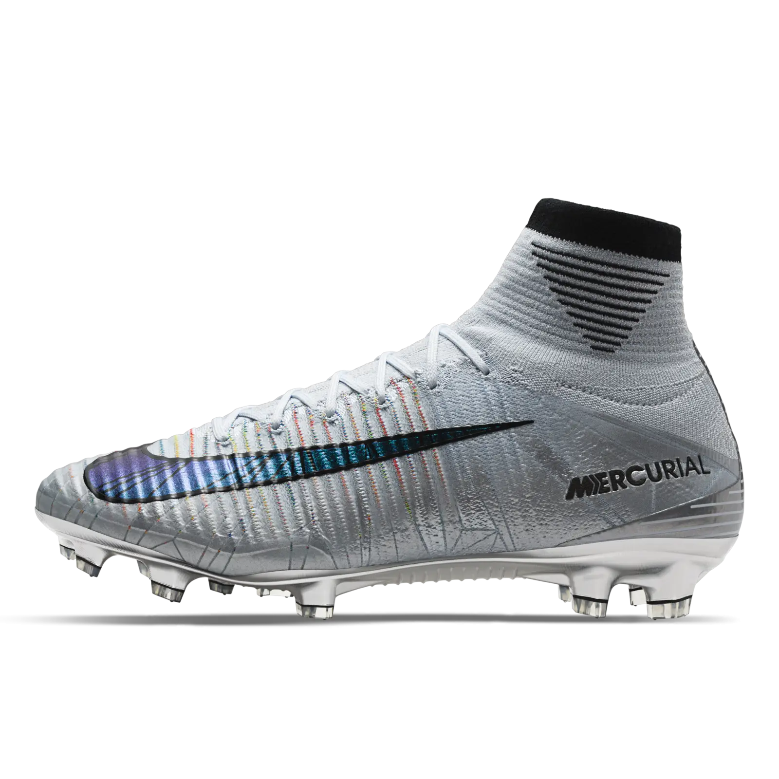 Silver Soccer Shoe with Sleek Design