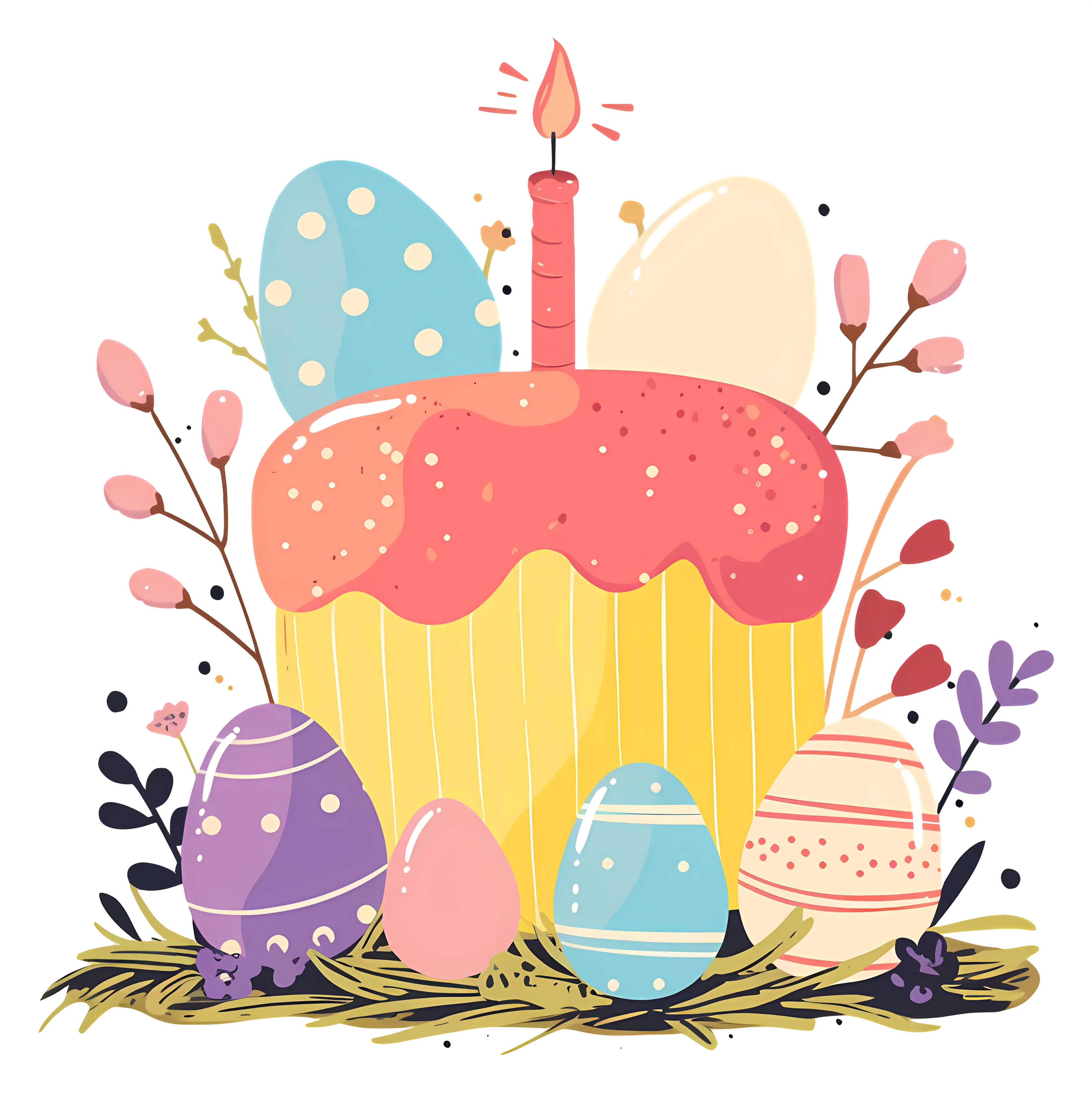 Birthday Cupcake with Eggs