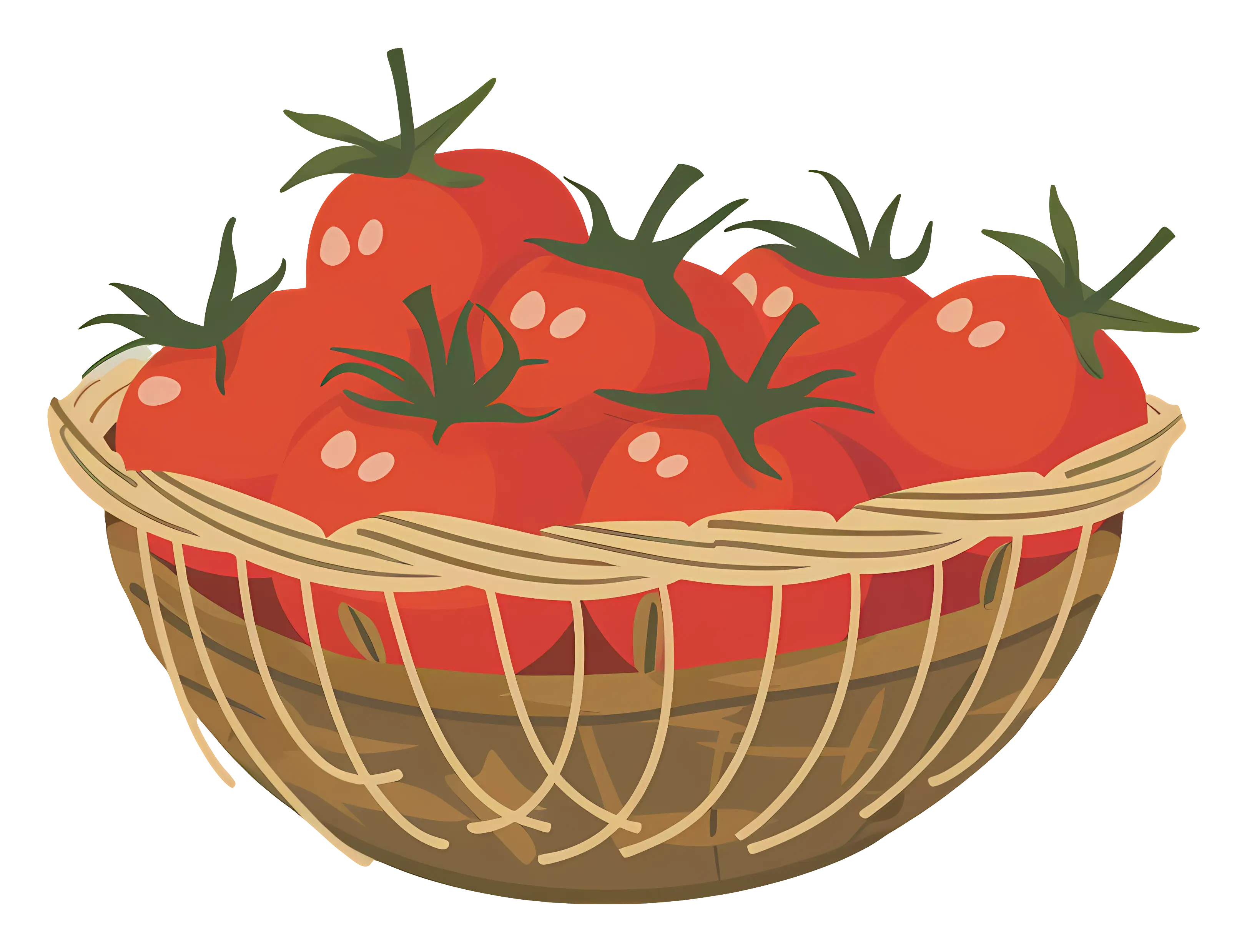Basket of Fresh Red Tomatoes Illustration