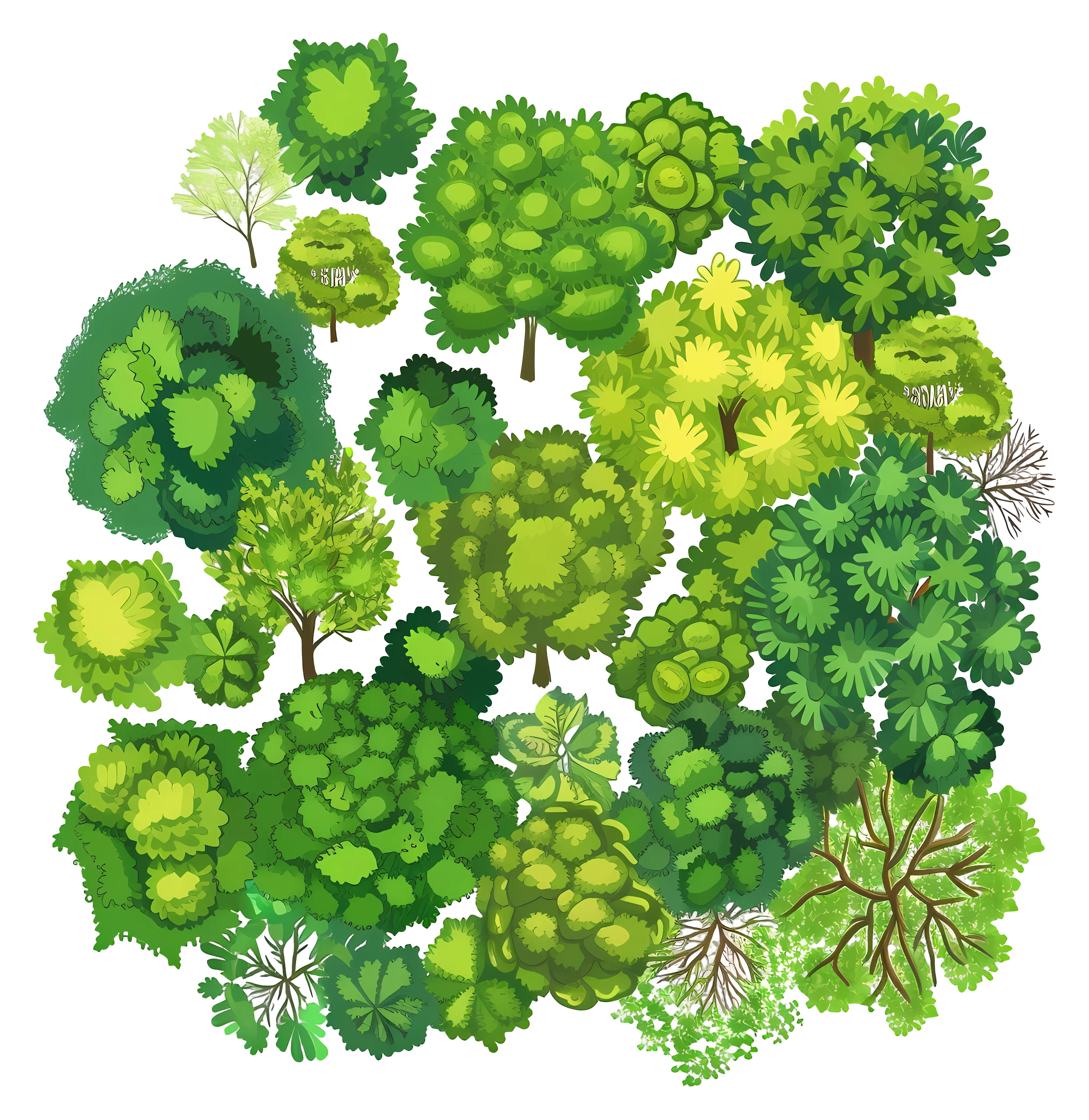 Top View of Different Trees