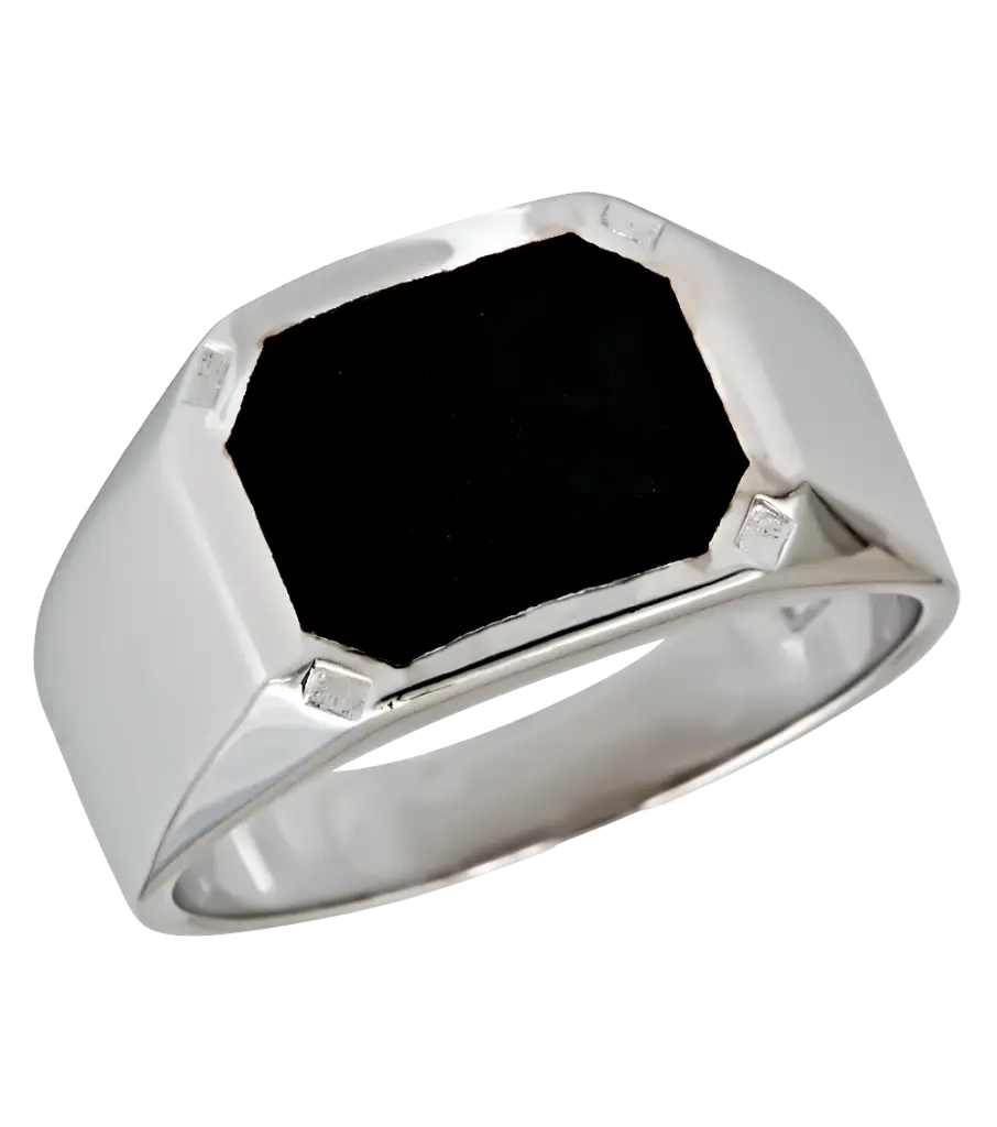 Silver Ring with Black Stone