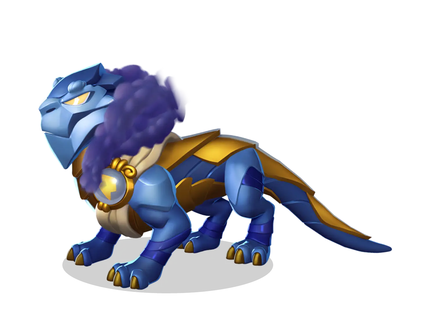 Blue and Gold Dragon Character in Cartoon Style