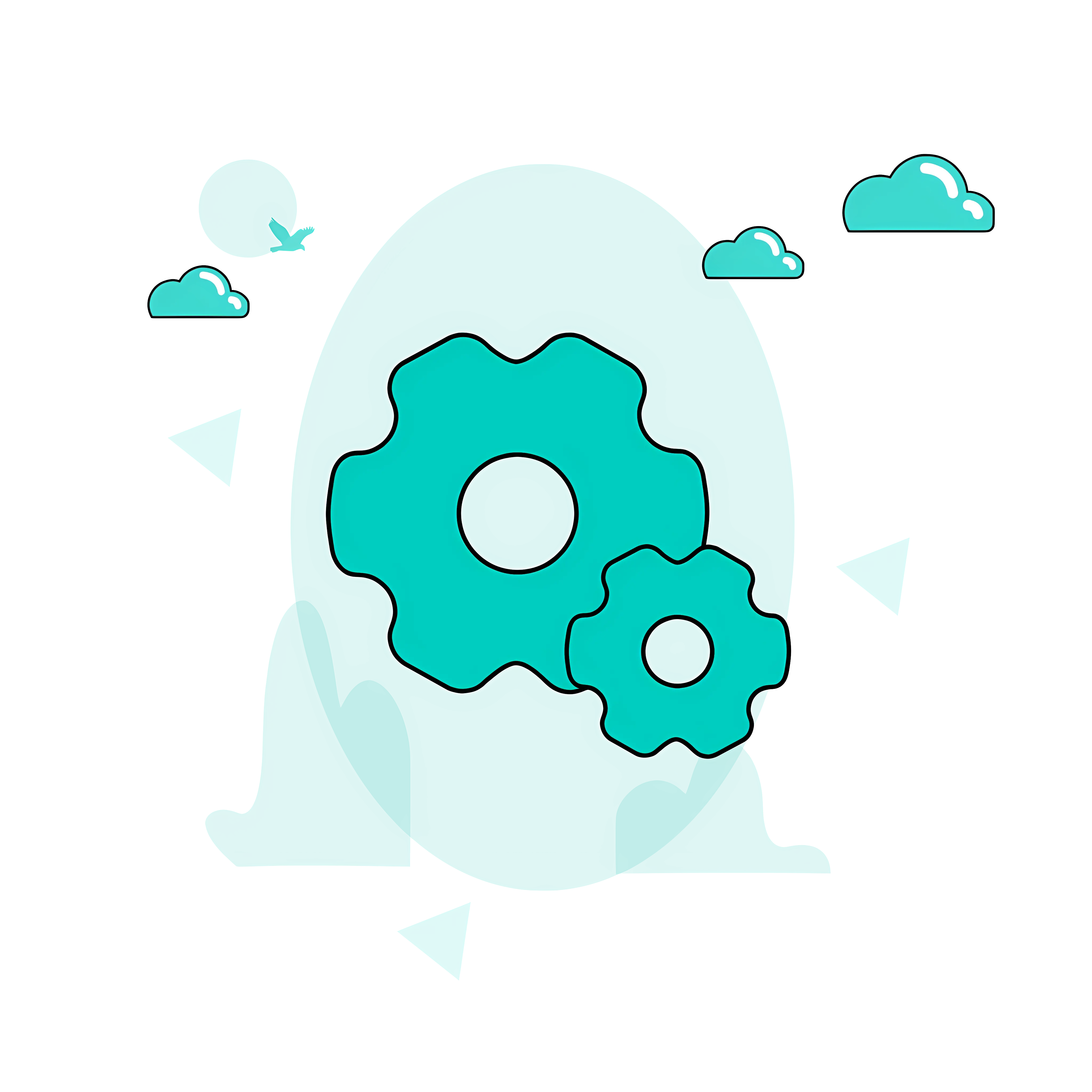 Gears and Clouds Illustration