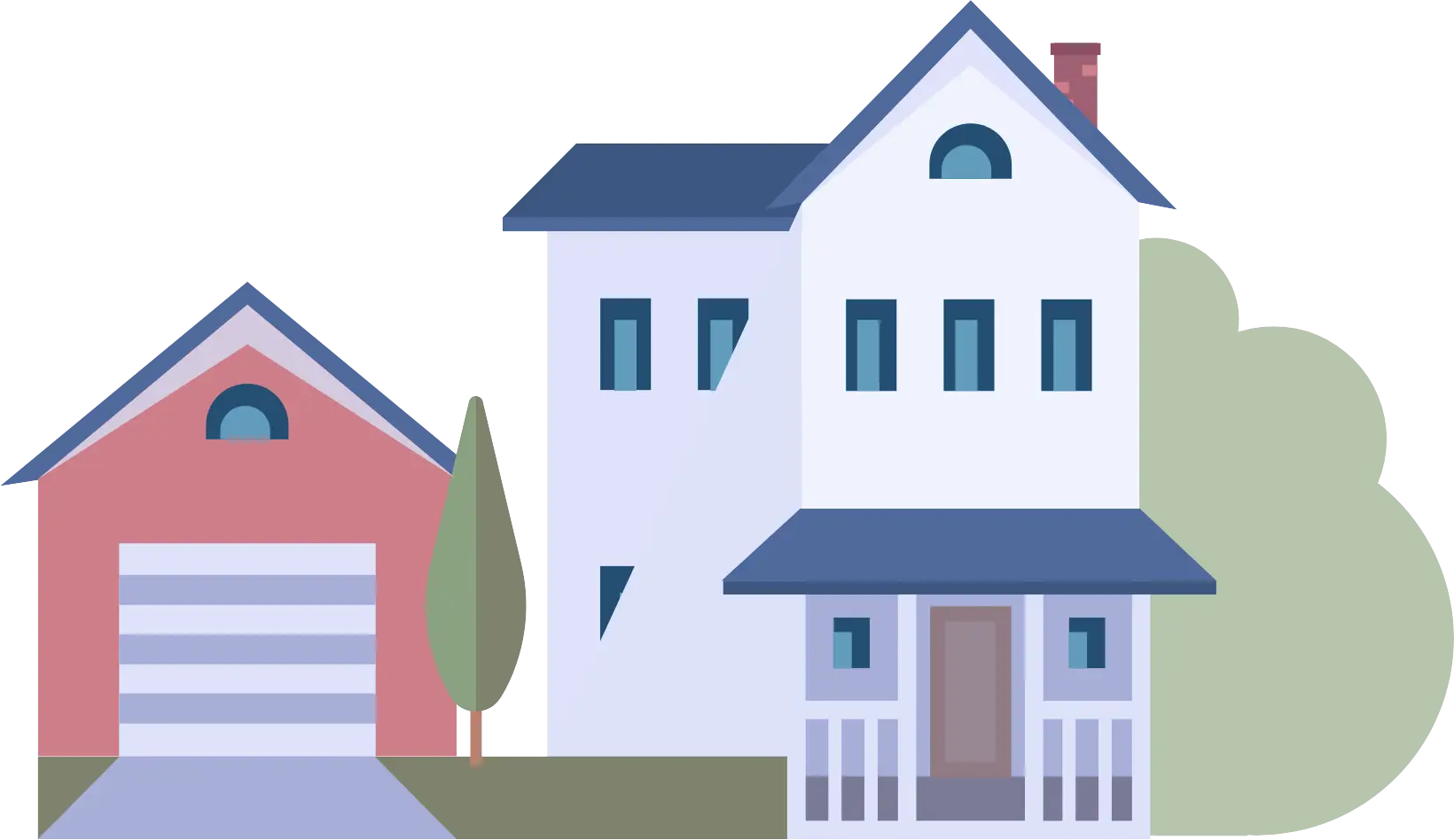 Modern Suburban House with Garage Illustration
