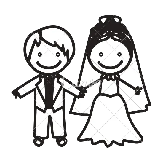 Cartoon Wedding Couple Illustration