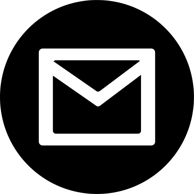 Email or Mail Icon in Black Circle
