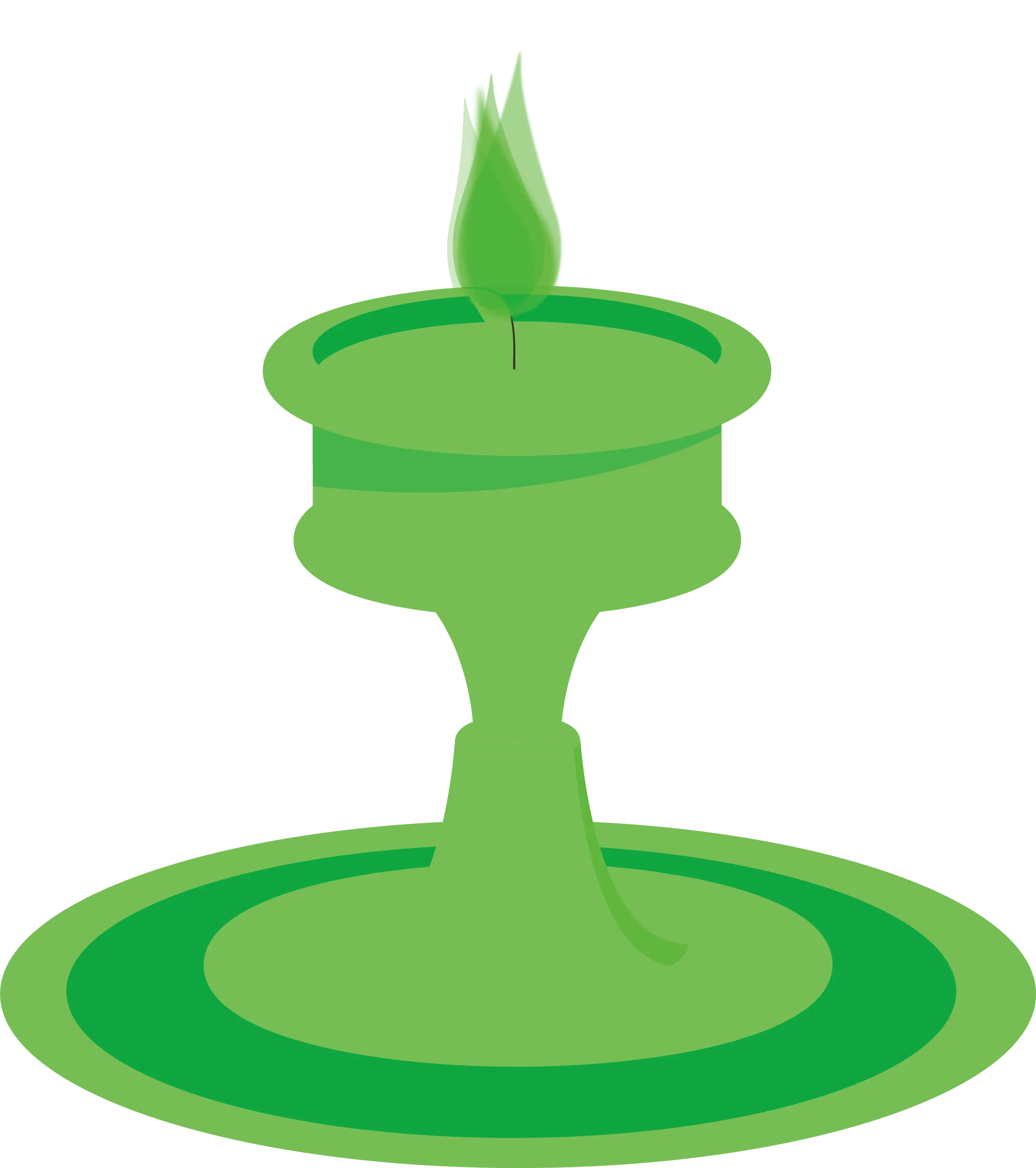 Green Candle with Flame