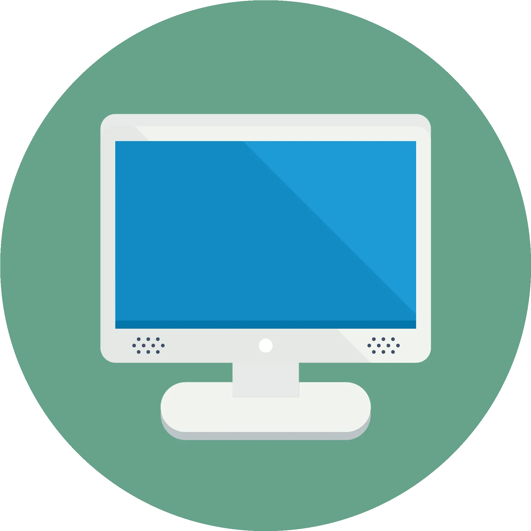 Flat Icon of Desktop Computer on Green Background